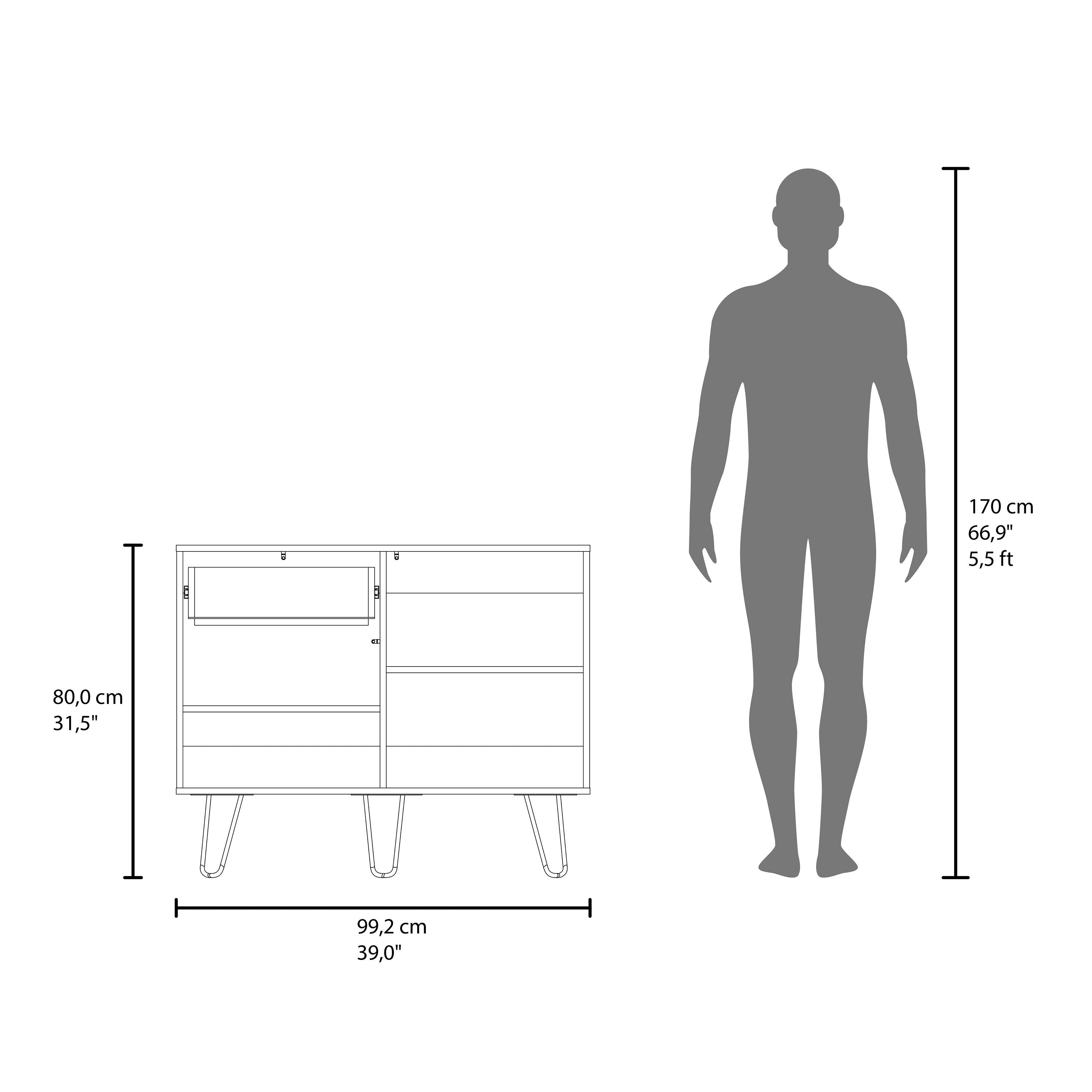 Chelan Sideboard, 2 Doors, 1 Drawer, 4 Shelves, White / Natural Oak - Luciddepo