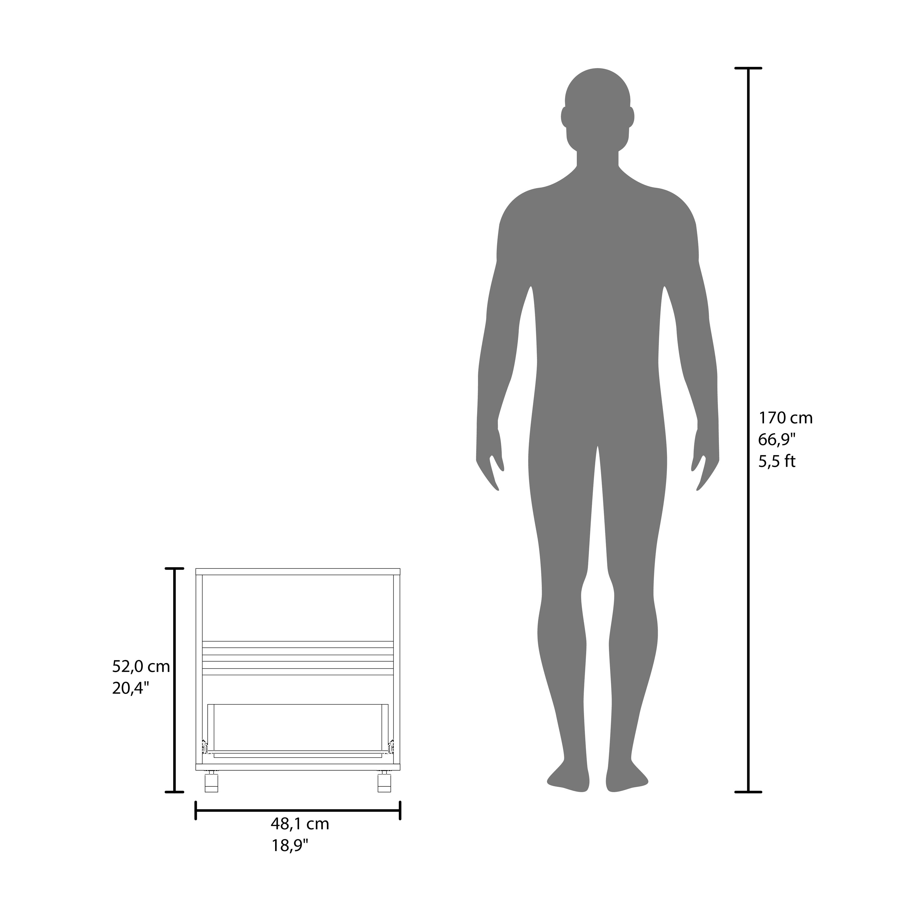 Alsen Nightstand, 1 Drawer, 4 Wheels, 1 Shelf, Natural Oak / Black - Luciddepo