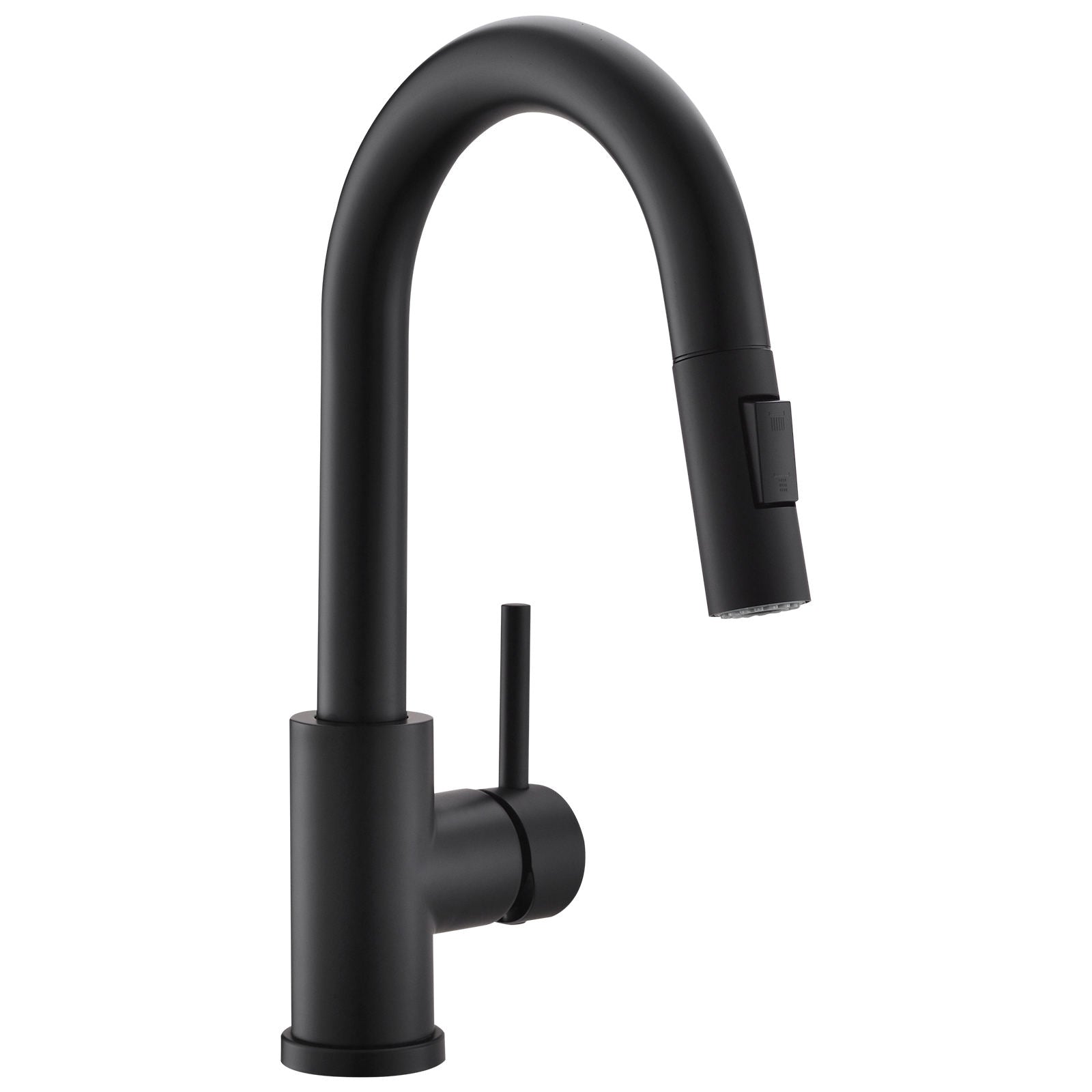 Kitchen, Faucet, Single Handle Faucet, Flat Button, Spring Pull-Out Sprayer, Ceramic Valve, Black, Nickle