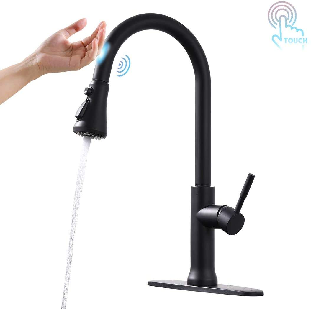 Kitchen, Faucet, Touch Activated Faucet, Single Handle Faucet, Pull-Out Sprayer, Ceramic Valve, Core Sense Faucet, Black