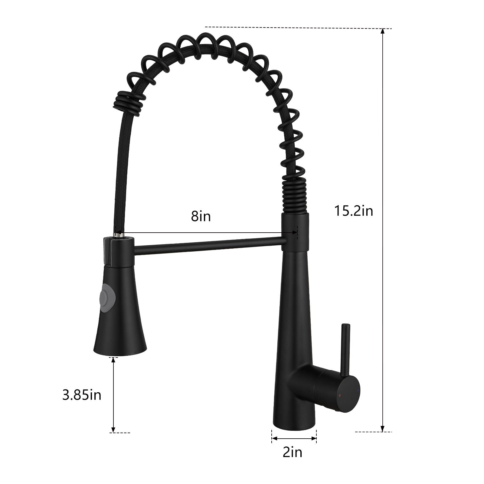 Kitchen, Faucet, Single Handle Faucet, Push Button, Spring Pull-Out Sprayer, Ceramic Valve, Black, Nickle