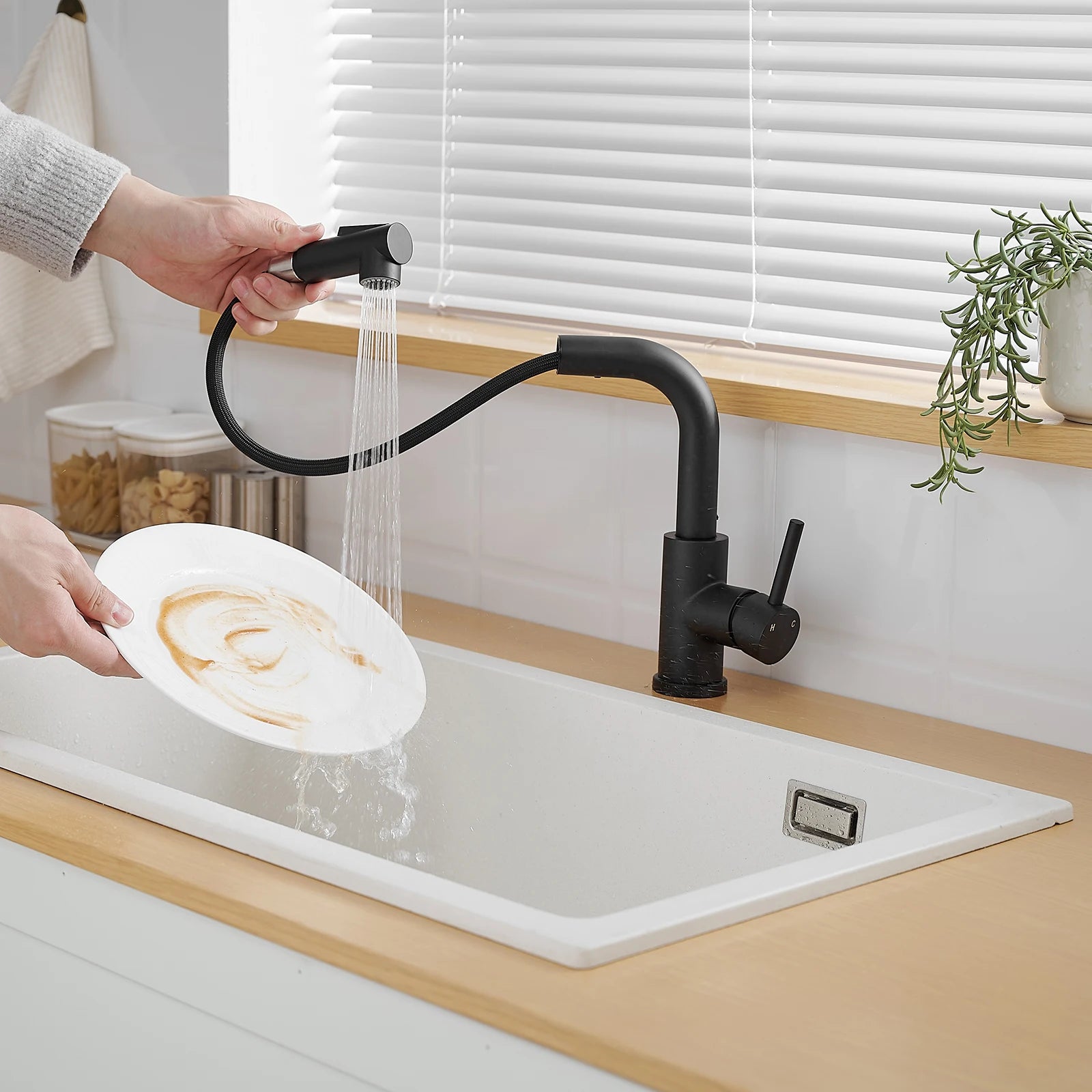 Kitchen, Faucet, Single Handle Faucet, Touchless, Push Button, Pull-Out Sprayer, Ceramic Valve, Core Sense Faucet, Black, Nickel