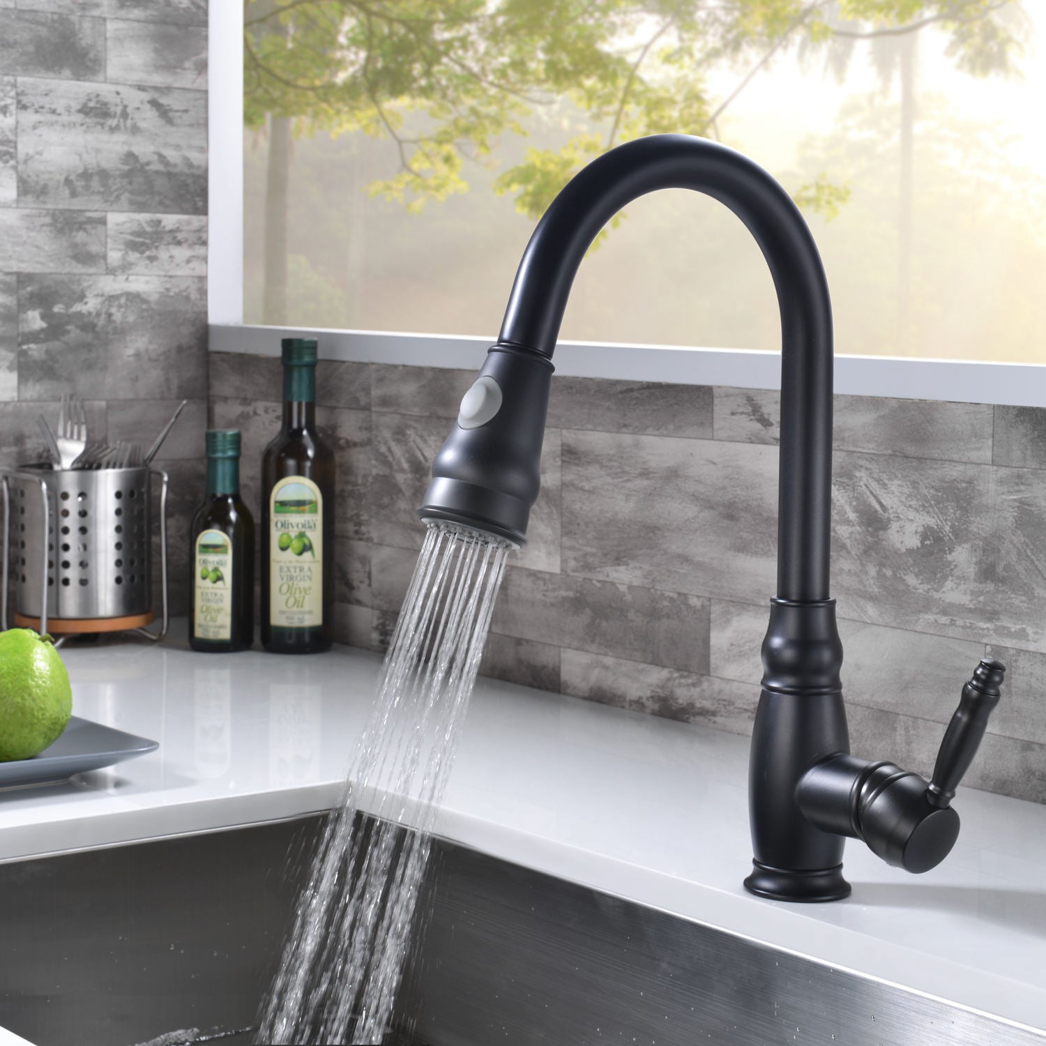 Kitchen, Faucet, Single Handle Faucet, Pull-Out Sprayer, Ceramic Valve, Core Sense Faucet, Black