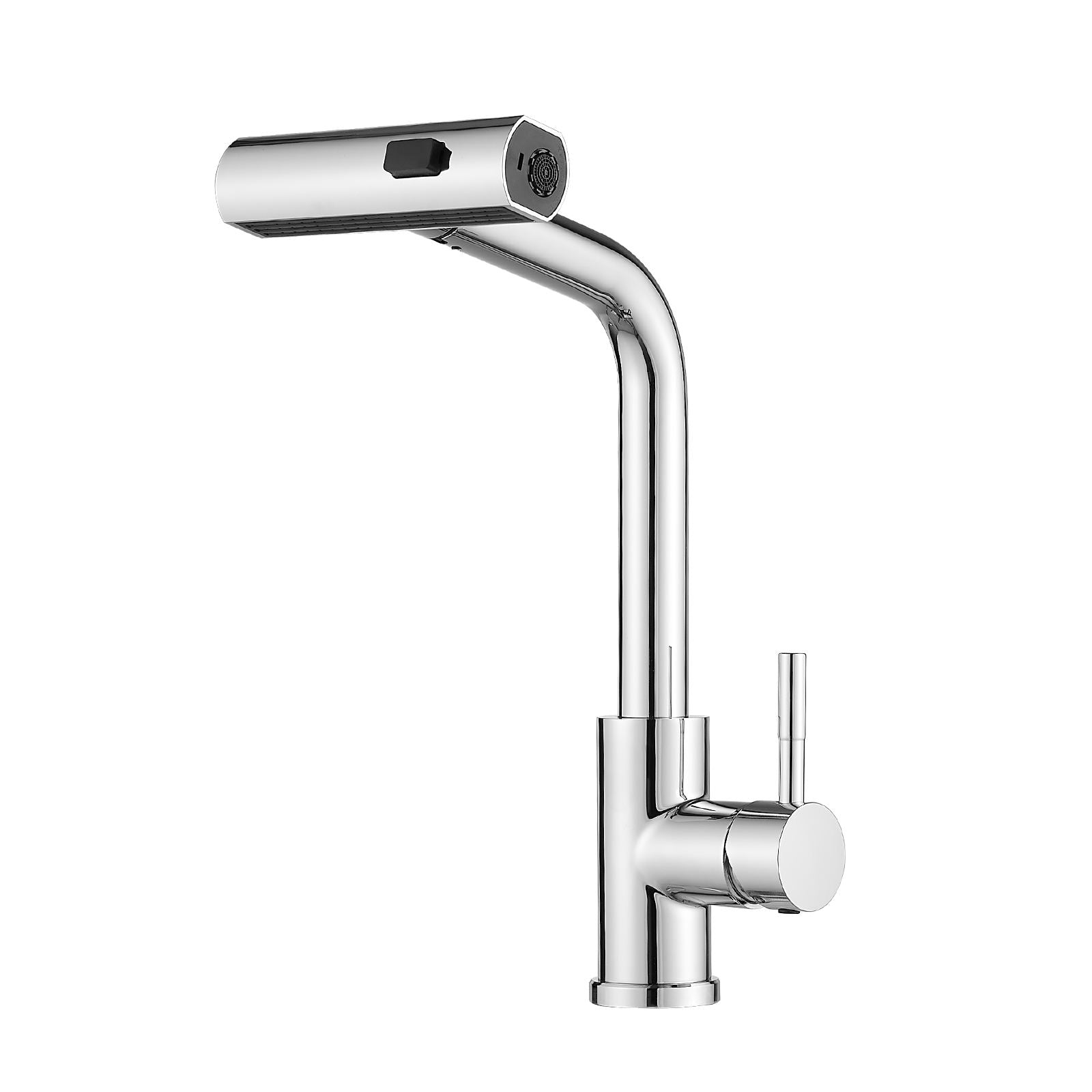 Kitchen, Faucet, Single Handle Faucet, Push Button, T Pull-Out Sprayer, Ceramic Valve, Chrome