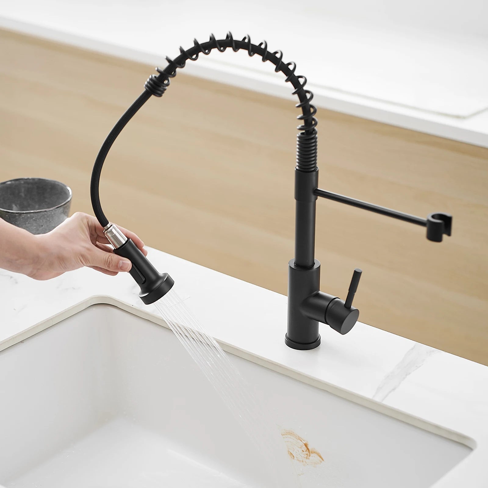 Kitchen, Faucet, Single Handle Faucet, Touchless, Push Button, Pull-Out Sprayer, Ceramic Valve, Core Sense Faucet, cupc certified, Black, Gold, Nickel