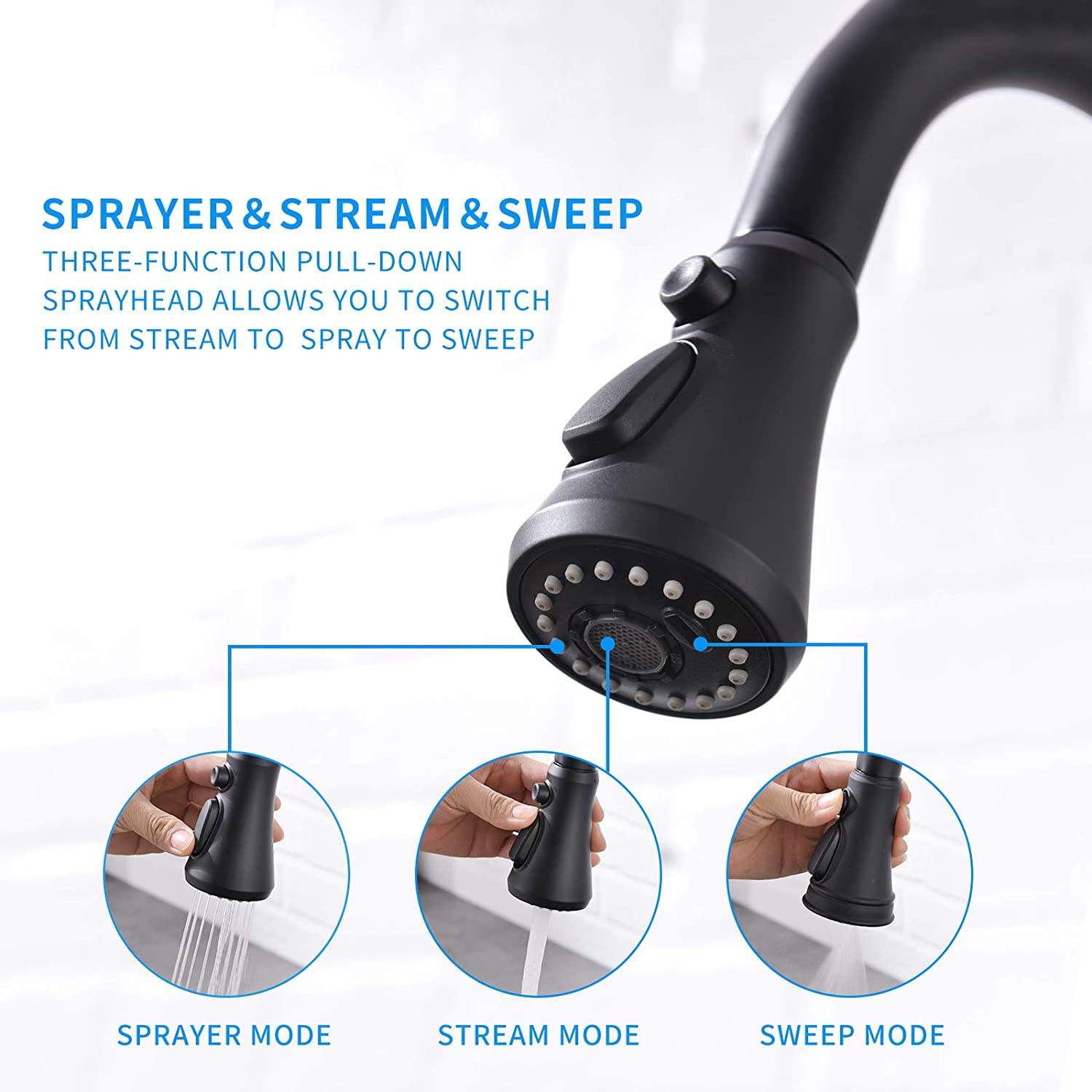 Kitchen, Faucet, Touch Activated Faucet, Single Handle Faucet, Pull-Out Sprayer, Ceramic Valve, Core Sense Faucet, Black