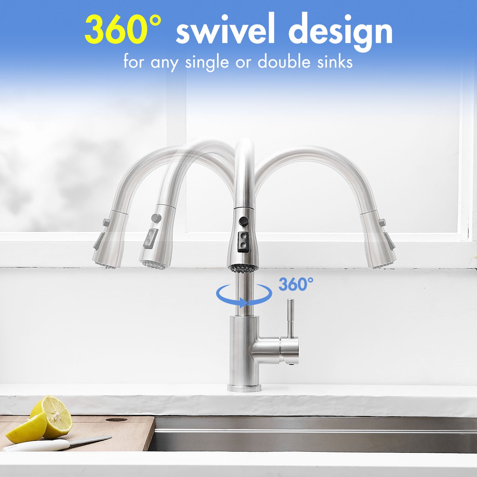 Kitchen, Faucet, Single Handle Faucet, Push Button, Pull-Out Sprayer, Ceramic Valve, Core Sense Faucet, Nickel