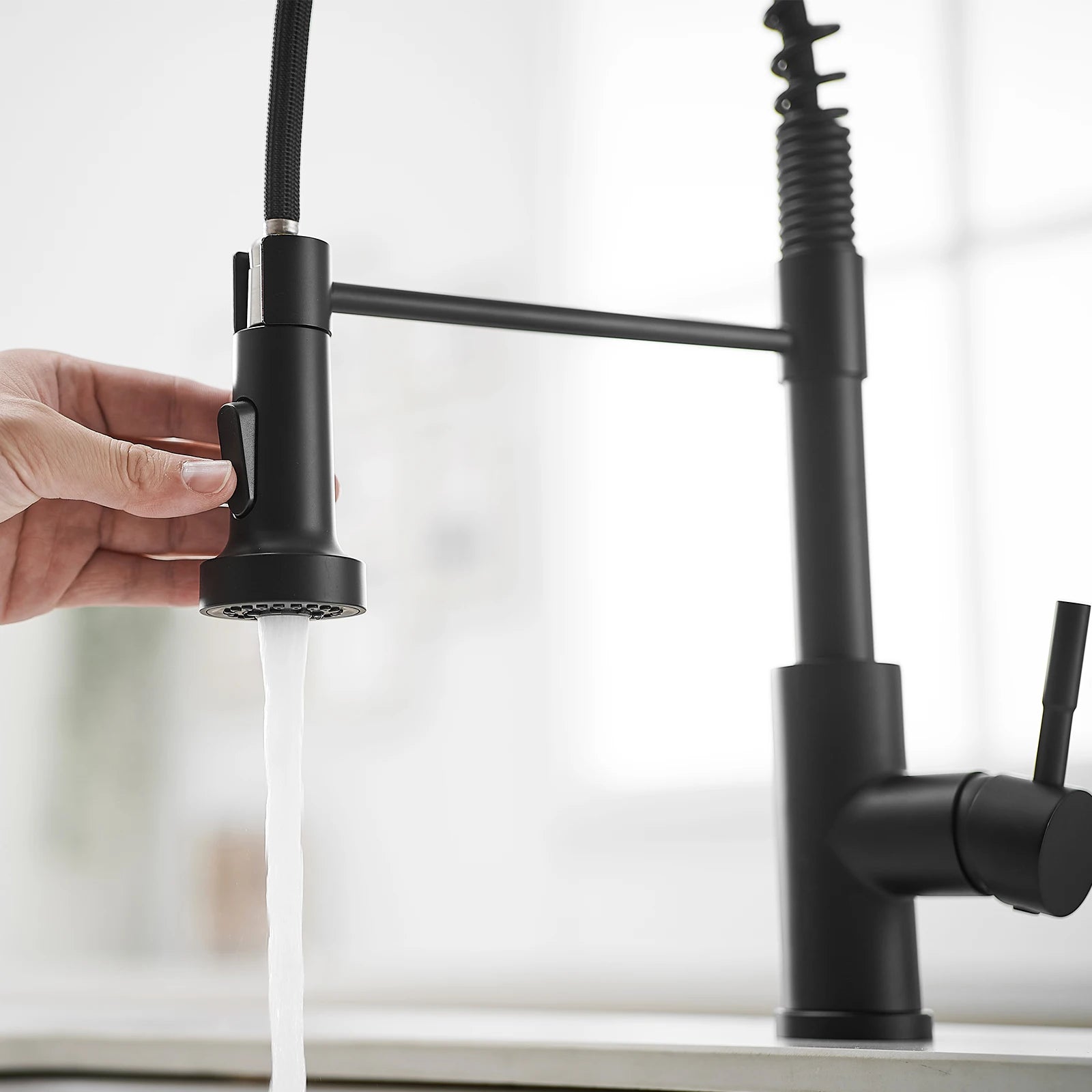 Kitchen, Faucet, Single Handle Faucet, Touchless, Push Button, Pull-Out Sprayer, Ceramic Valve, Core Sense Faucet, cupc certified, Black, Gold, Nickel