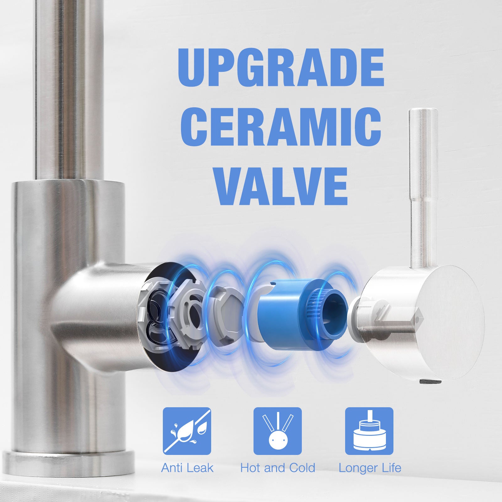 Kitchen, Faucet, Single Handle Faucet, Push Button, Pull-Out Sprayer, Ceramic Valve, Core Sense Faucet, Nickel