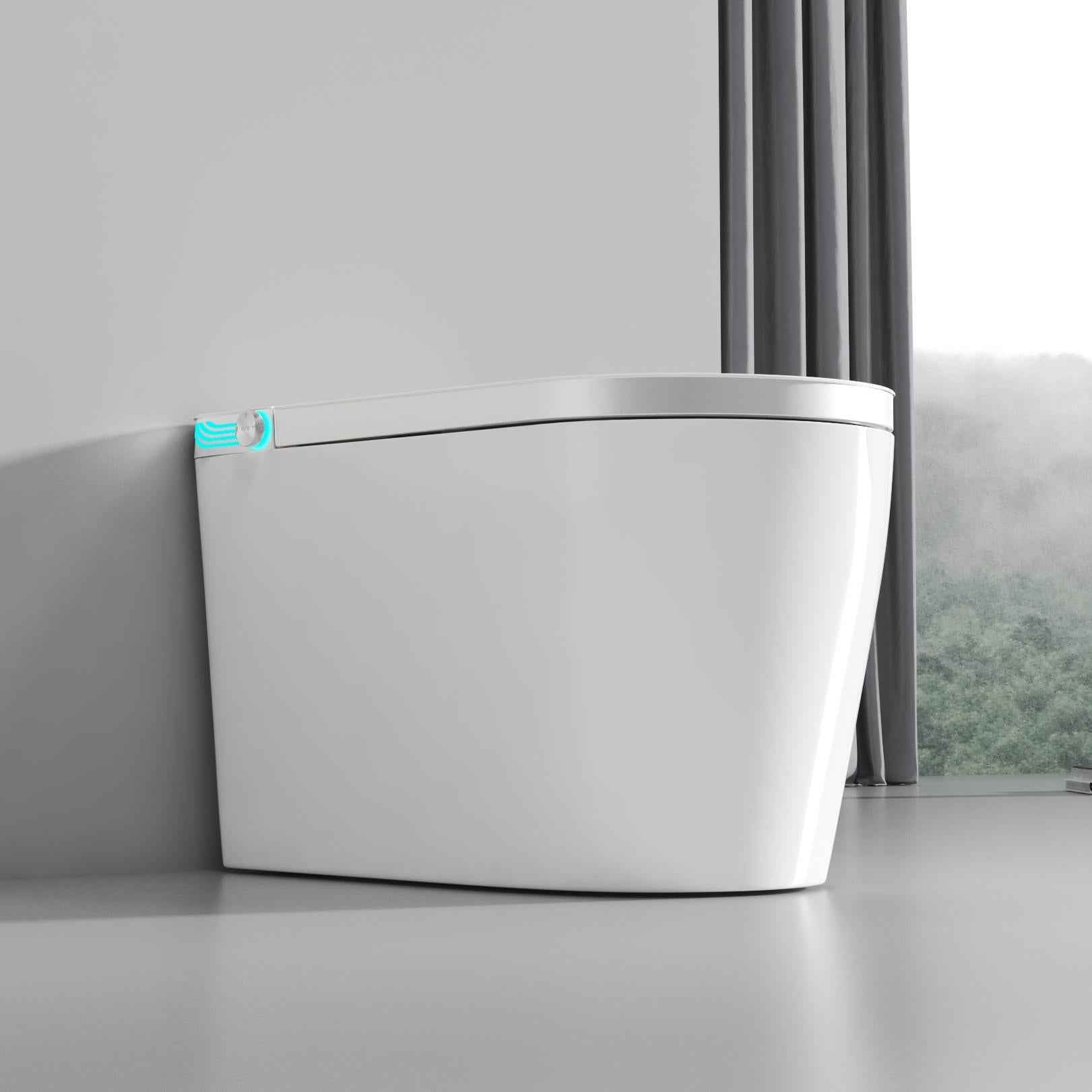 Smart Bathroom Bidet Toilet Automatic Open/Close Heated Seat Night Light Flush-Built-In Features Remote Control - Luciddepot