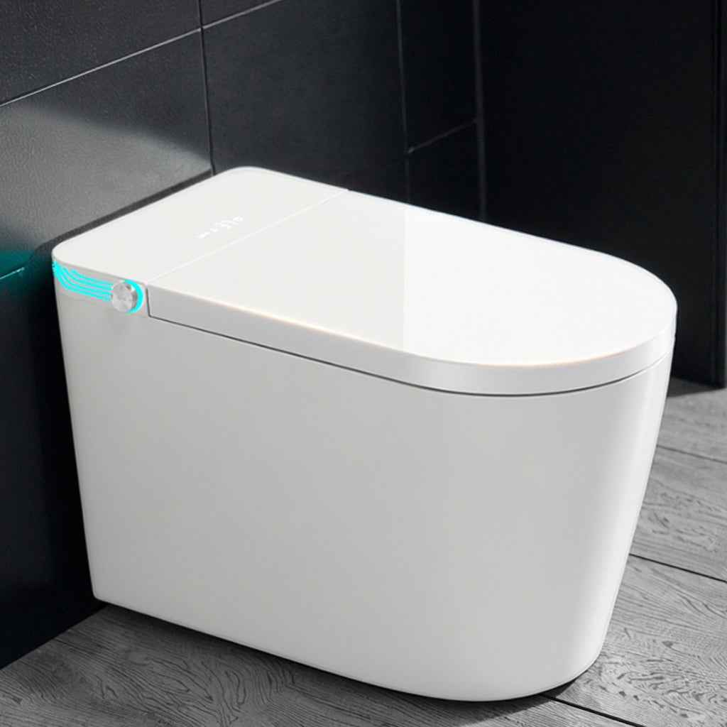 Modern One-Piece Ceramic Bathroom Toilet New Design Elongated Bowl Smart Remote Control Includes S-Type Traps - Luciddepot