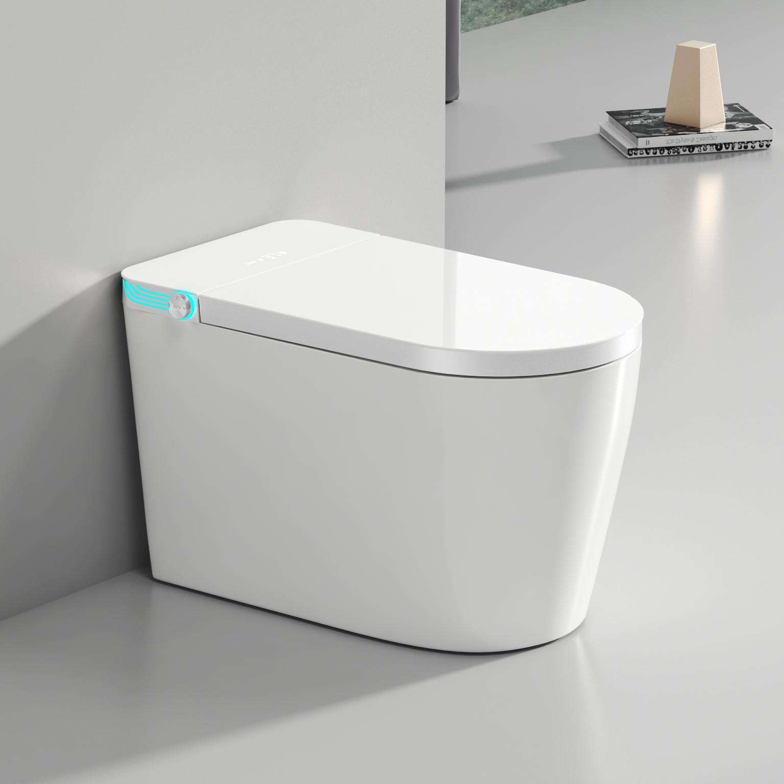 Modern Luxury Automatic Flush Intelligent Toilet Remote Control Floor Mounted Bidet S-Trap Drainage Advanced Seat Heating - Luciddepot