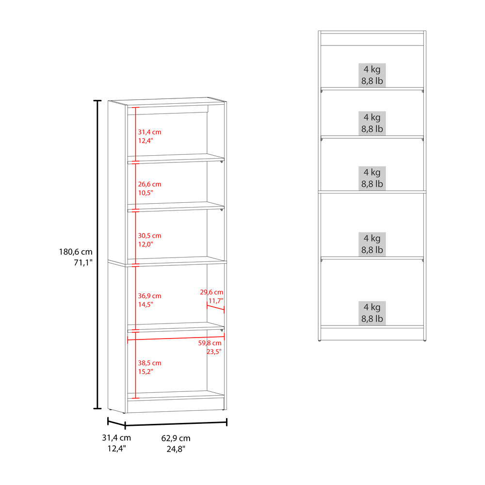 Vinton 2-Door Bookcase with Upper Shelves, Natural Oak / White - Luciddepo