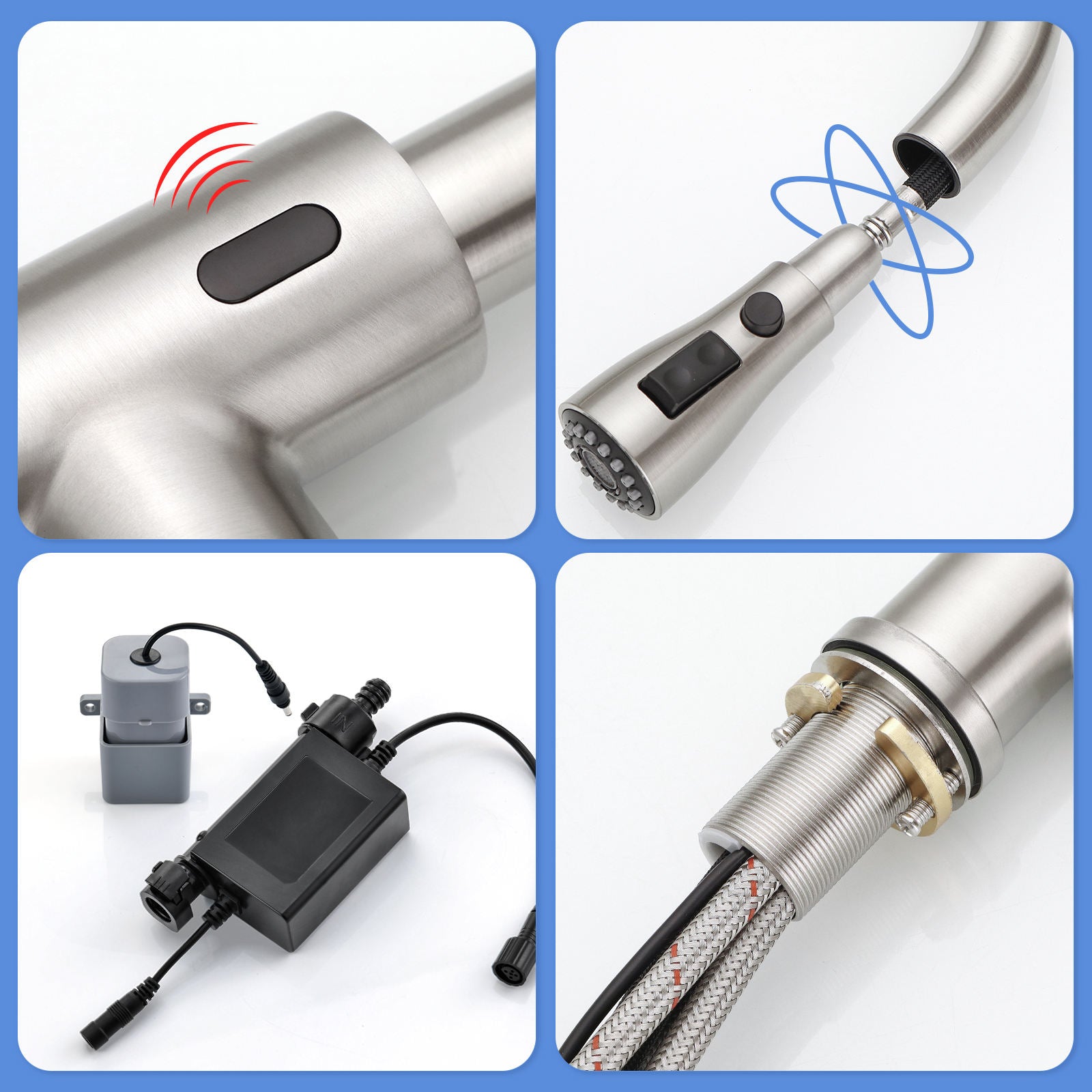 Kitchen, Faucet, Touchless Faucet, Single Handle Faucet, Pull-Out Sprayer, Ceramic Valve, Core Sense Faucet, Stainless Steel