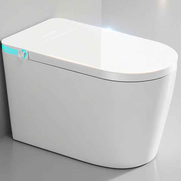 Compact Smart Bidet Toilet White Ceramic Bowl Ergonomic Elongated Seat Space-Saving Design Remote Control Seat Heating S-Trap - Luciddepot