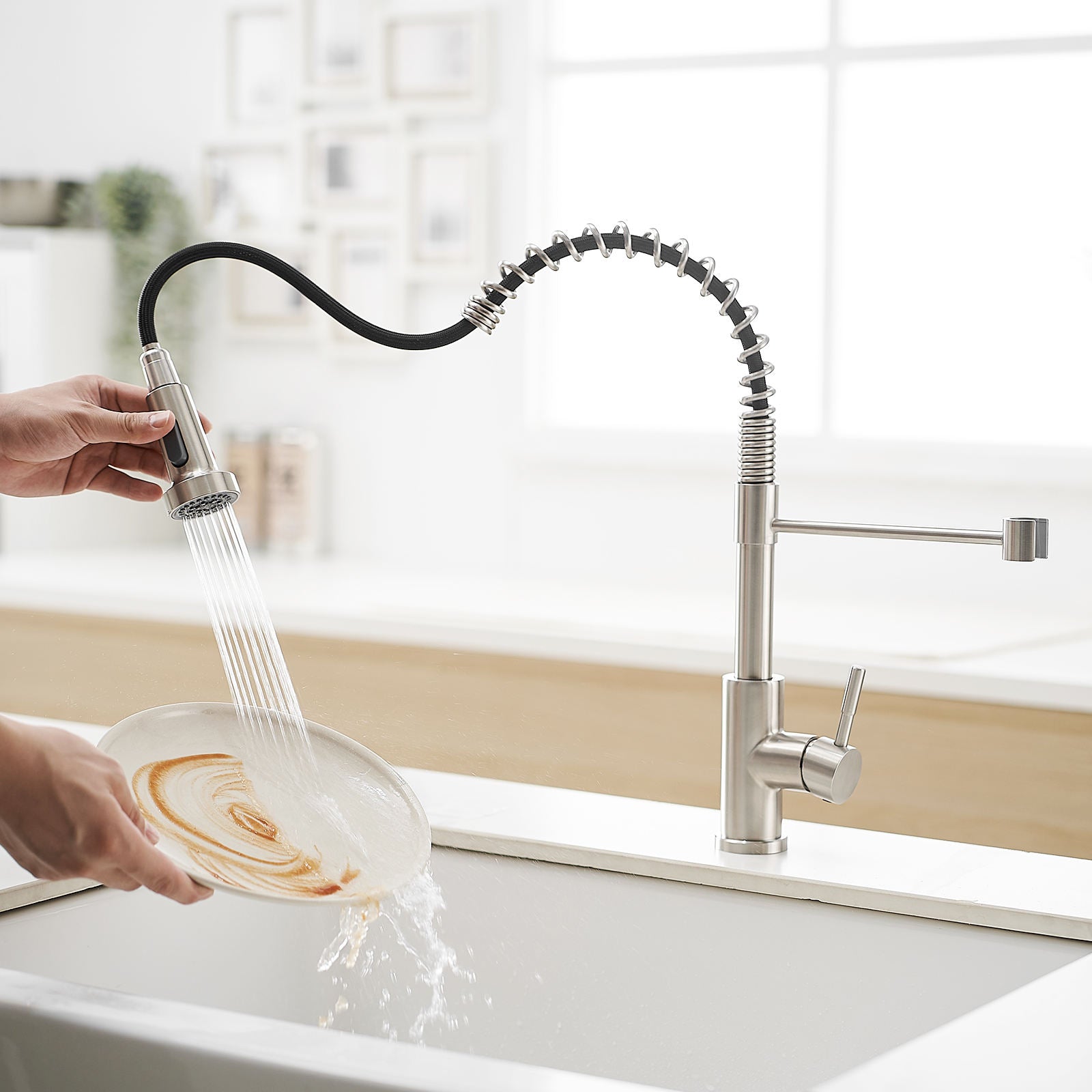 Kitchen, Faucet, Single Handle Faucet, Touchless, Push Button, Pull-Out Sprayer, Ceramic Valve, Core Sense Faucet, cupc certified, Black, Gold, Nickel