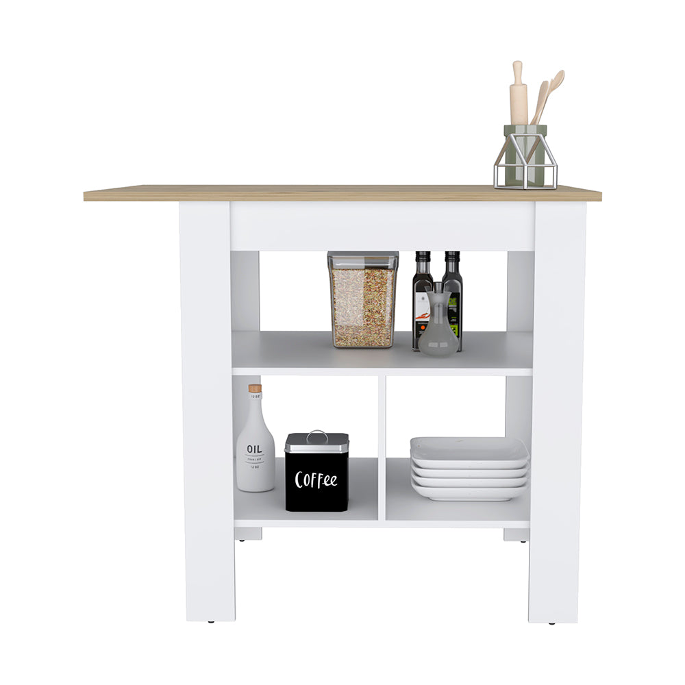 Finley Kitchen Island with Counter Space, White / Macadamia - Luciddepo