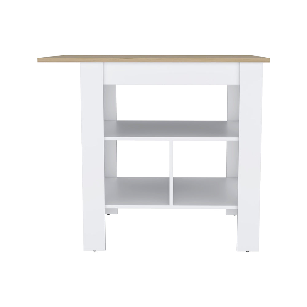 Finley Kitchen Island with Counter Space, White / Macadamia - Luciddepo