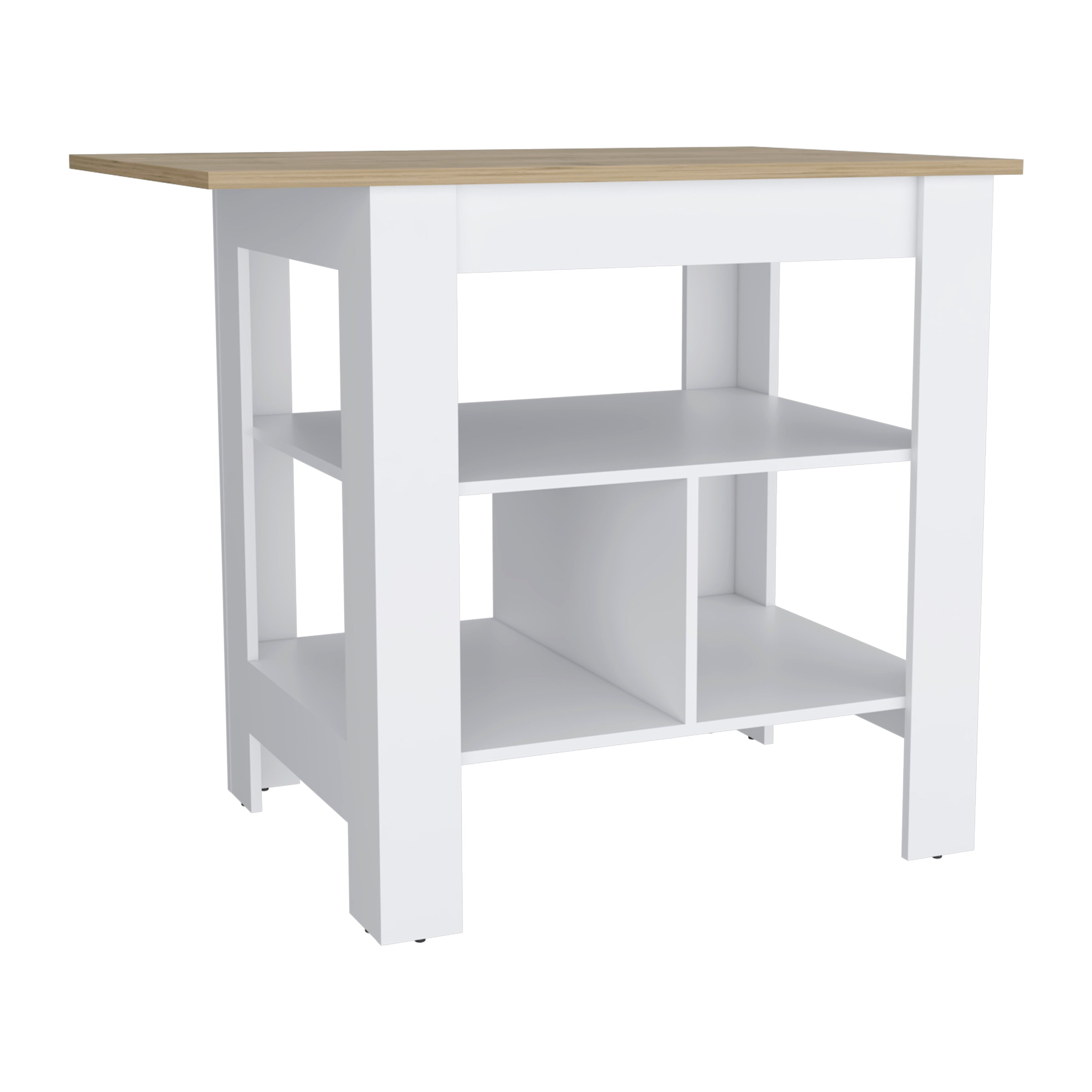 Finley Kitchen Island with Counter Space, White / Macadamia - Luciddepo