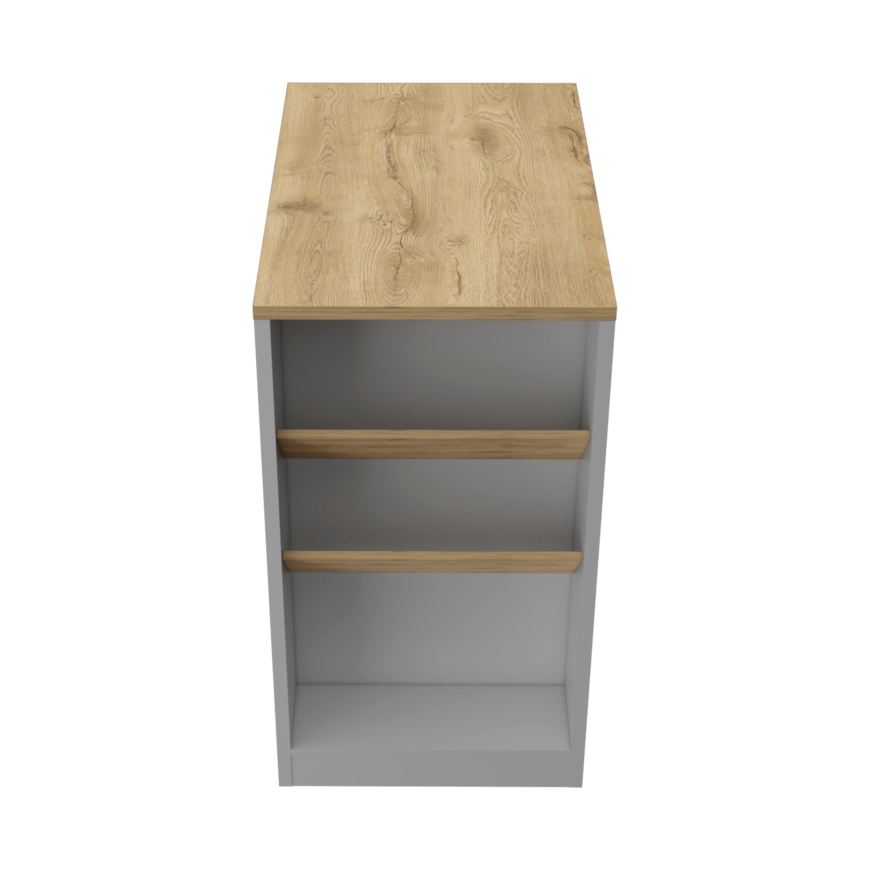 Kenton Kitchen Island with 2 Bottle Organizer and Shelf, White / Macadamia - Luciddepo