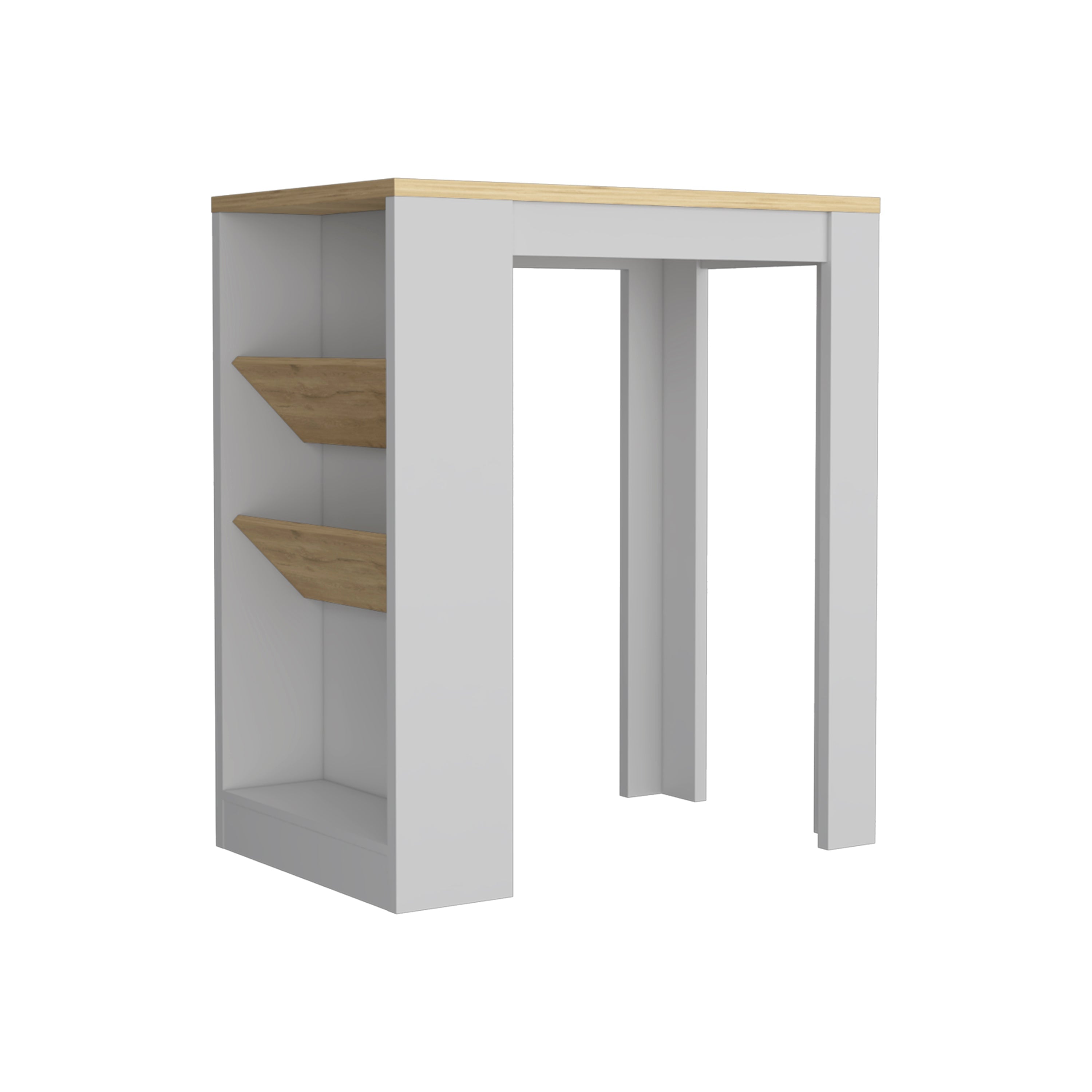 Kenton Kitchen Island with 2 Bottle Organizer and Shelf, White / Macadamia - Luciddepo