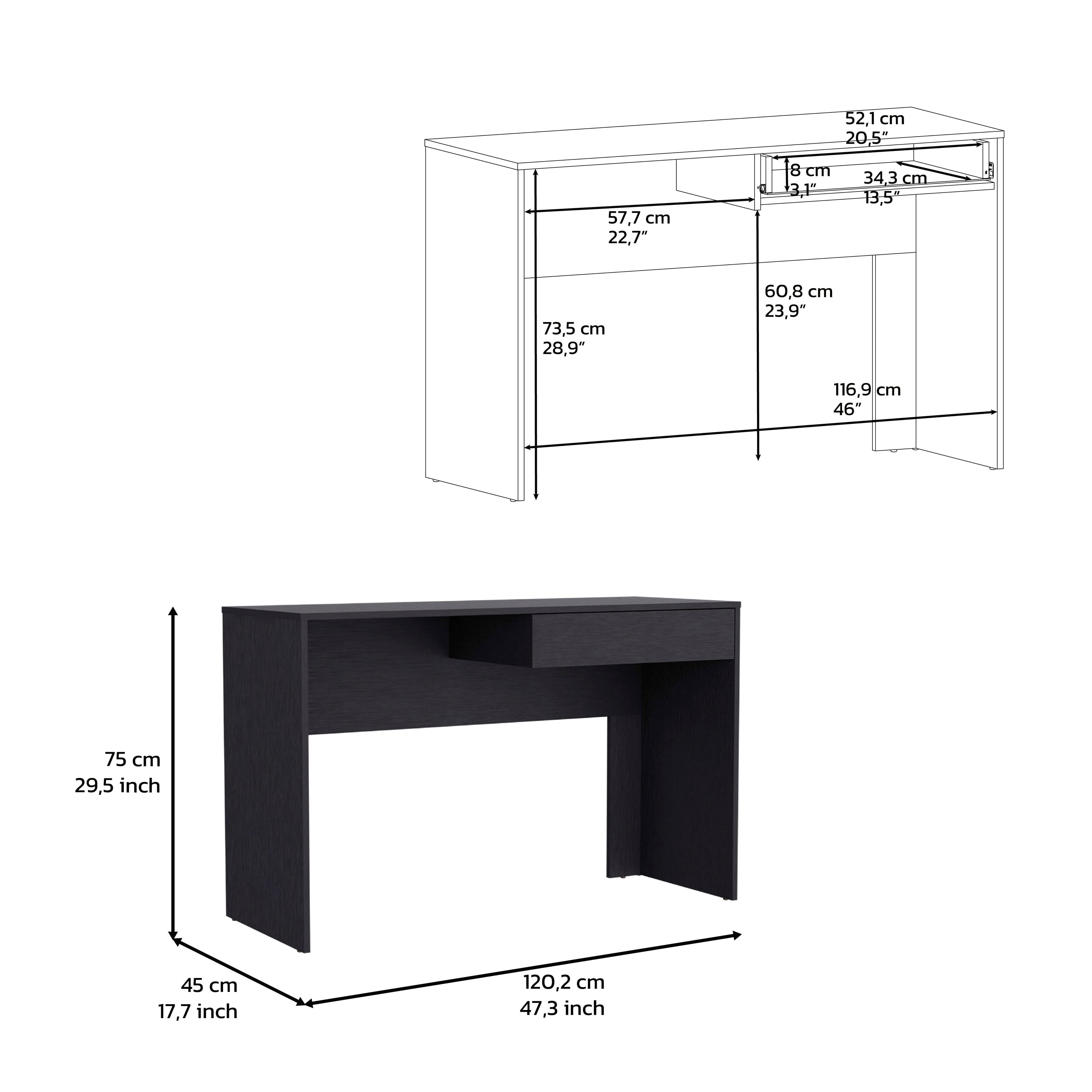 Acanto 1 Drawer Writing Computer Desk, Black - Luciddepo