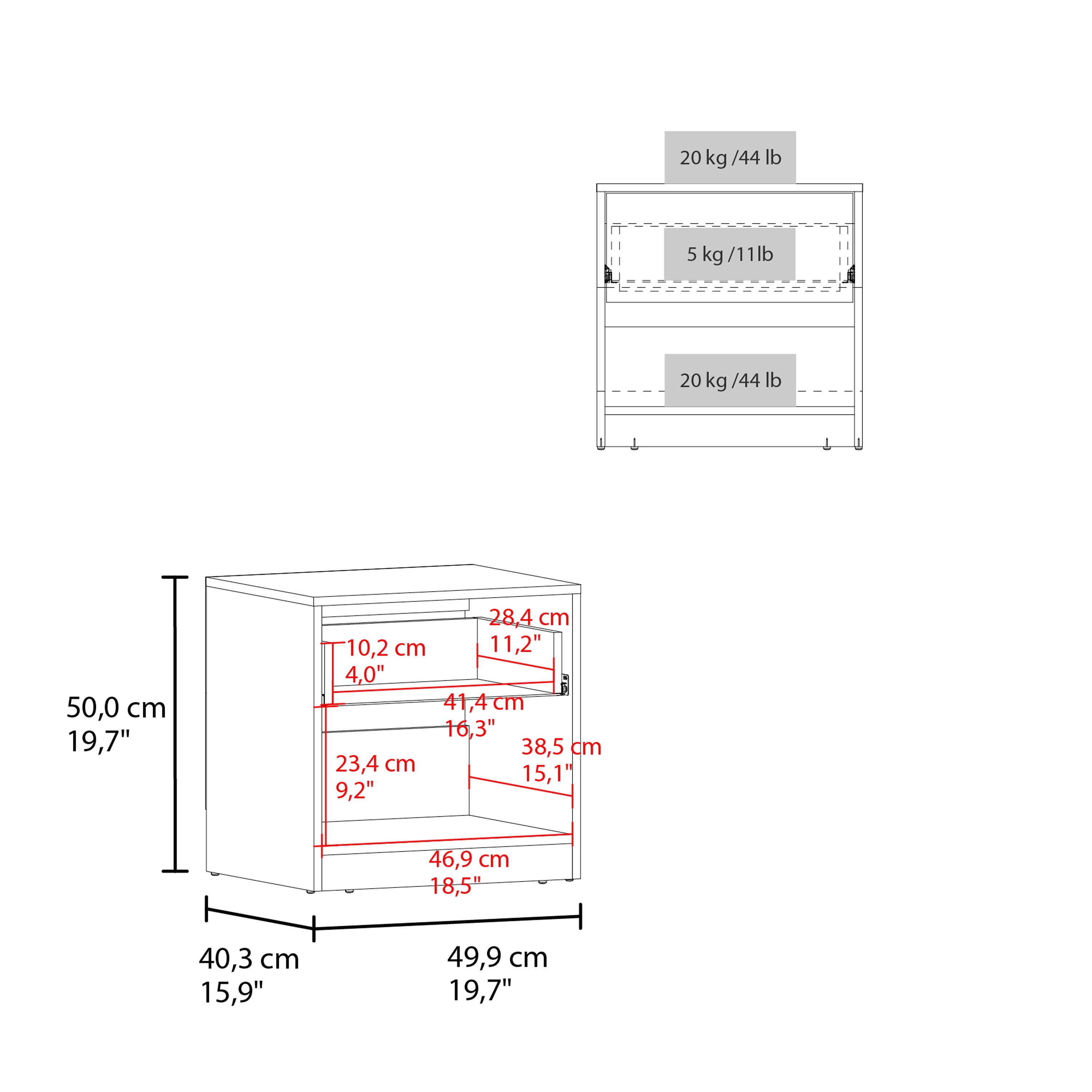 Palmyra Nightstand, 1 Door, 1 Shelf, Natural Oak / Matt Gray - Luciddepo