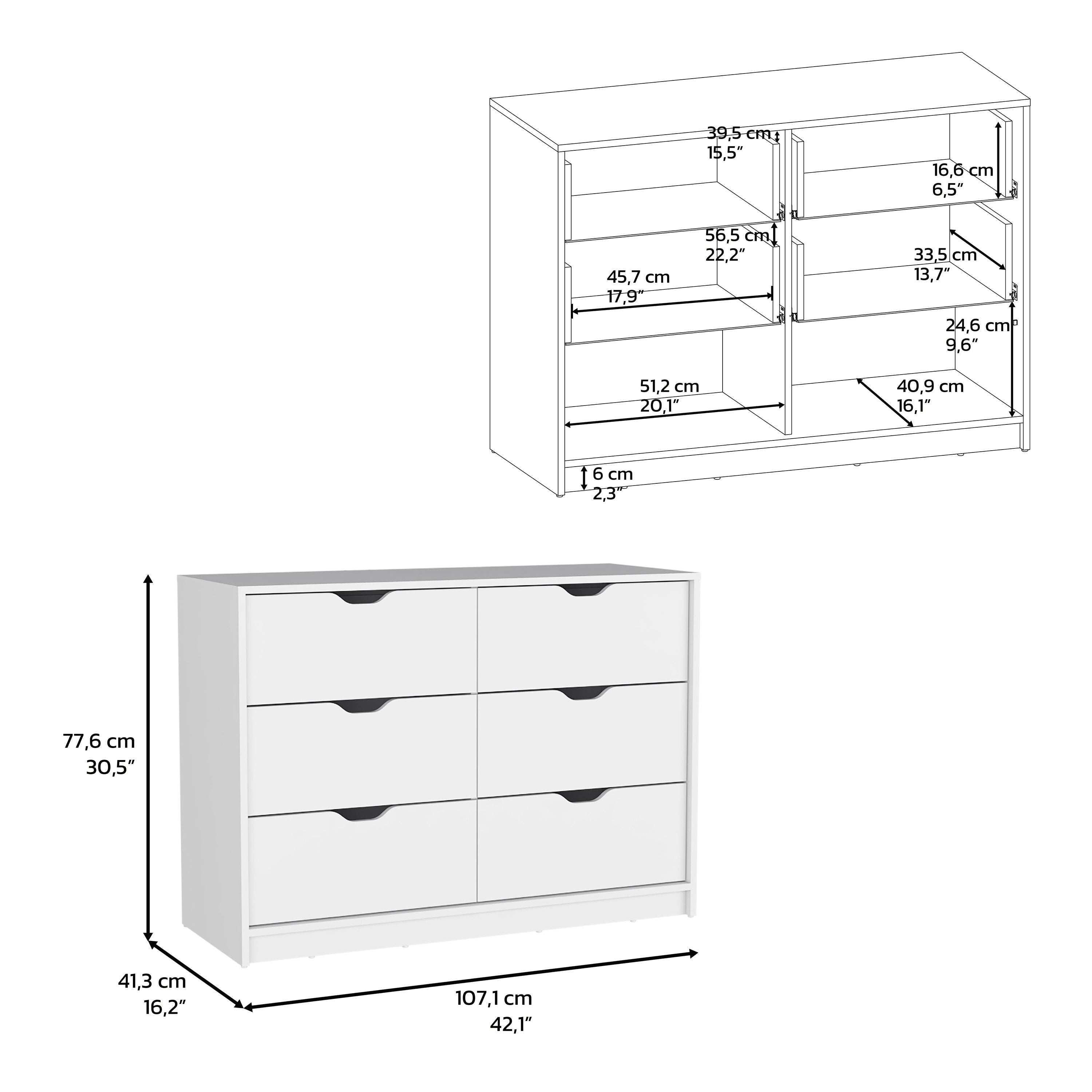 Houma 4 Drawer Dresser with 2 Lower Cabinets, Drawer Chest, White - Luciddepo