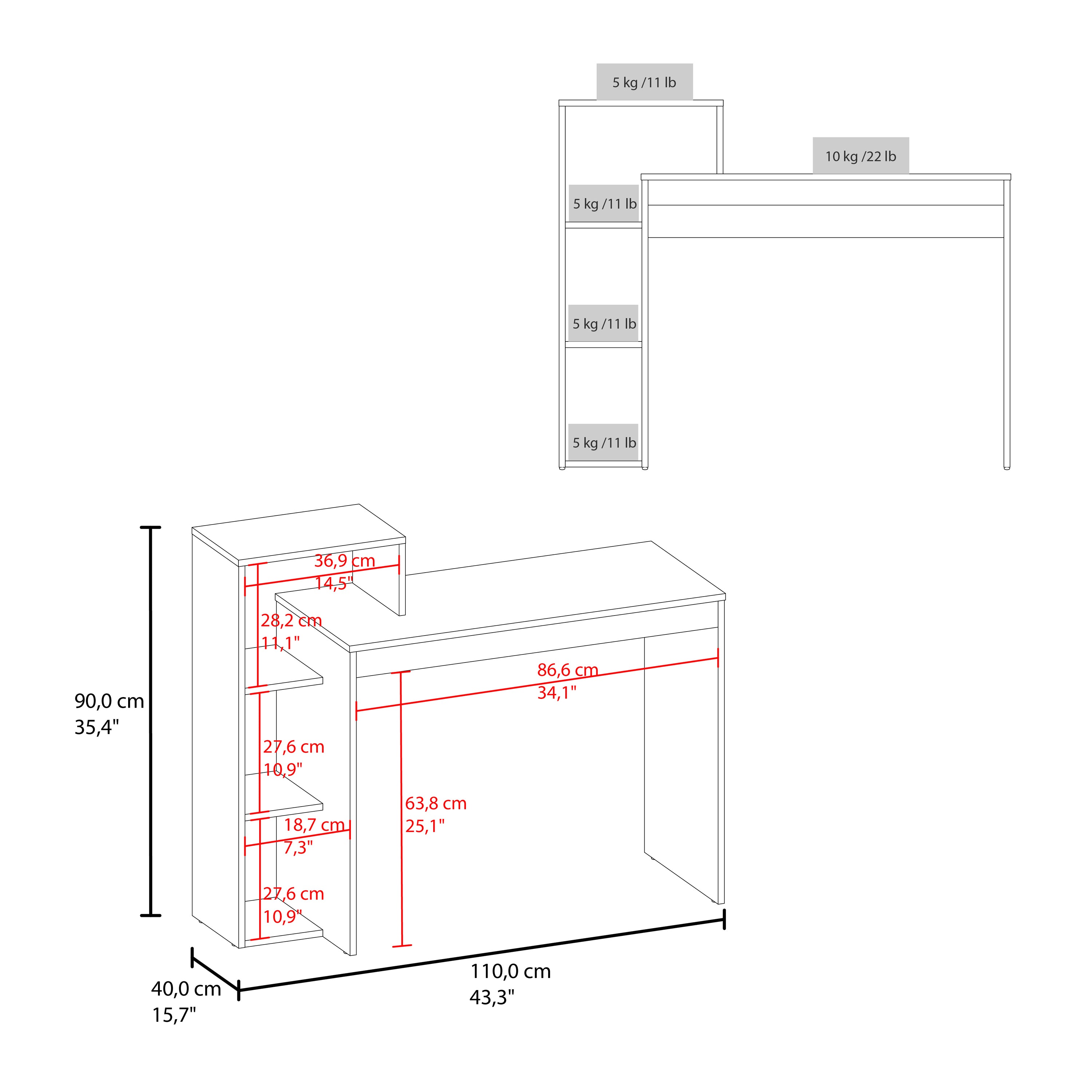 Venetie Desk, 3 Shelves, Light Pine - Luciddepo