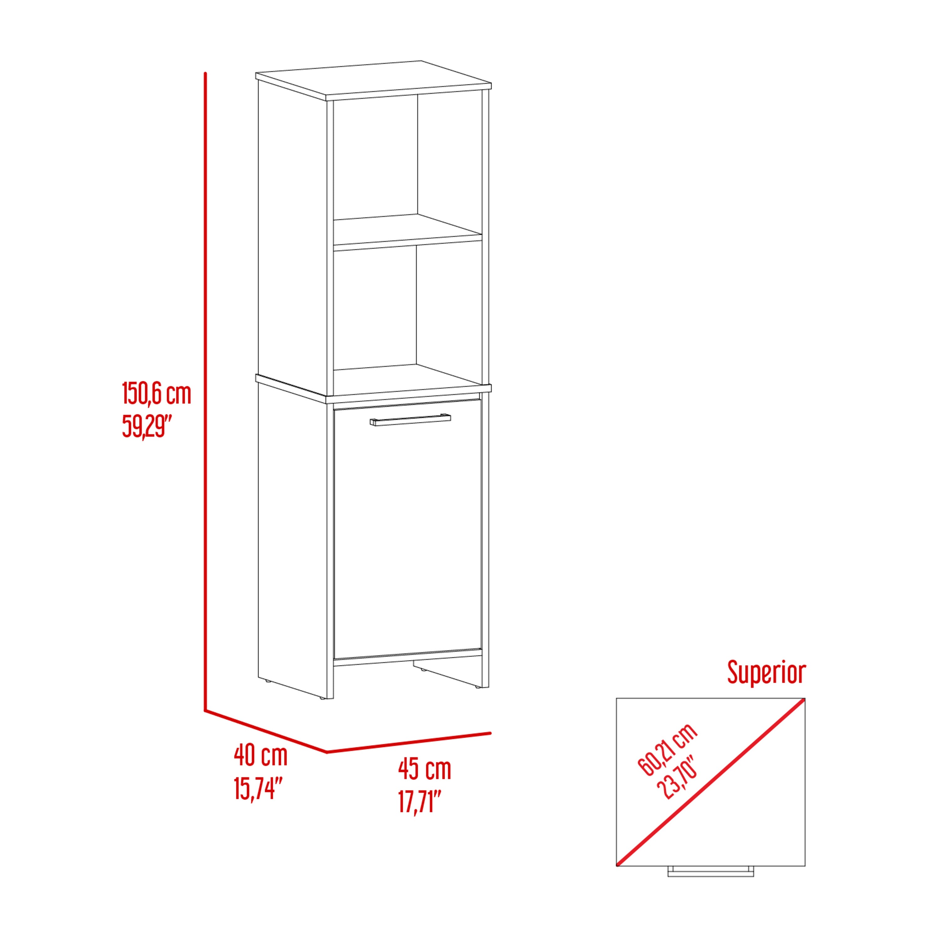 Romulo Kitchen Pantry, Two External Shelves, Single Door Cabinet, Two Interior Shelves, White - Luciddepo