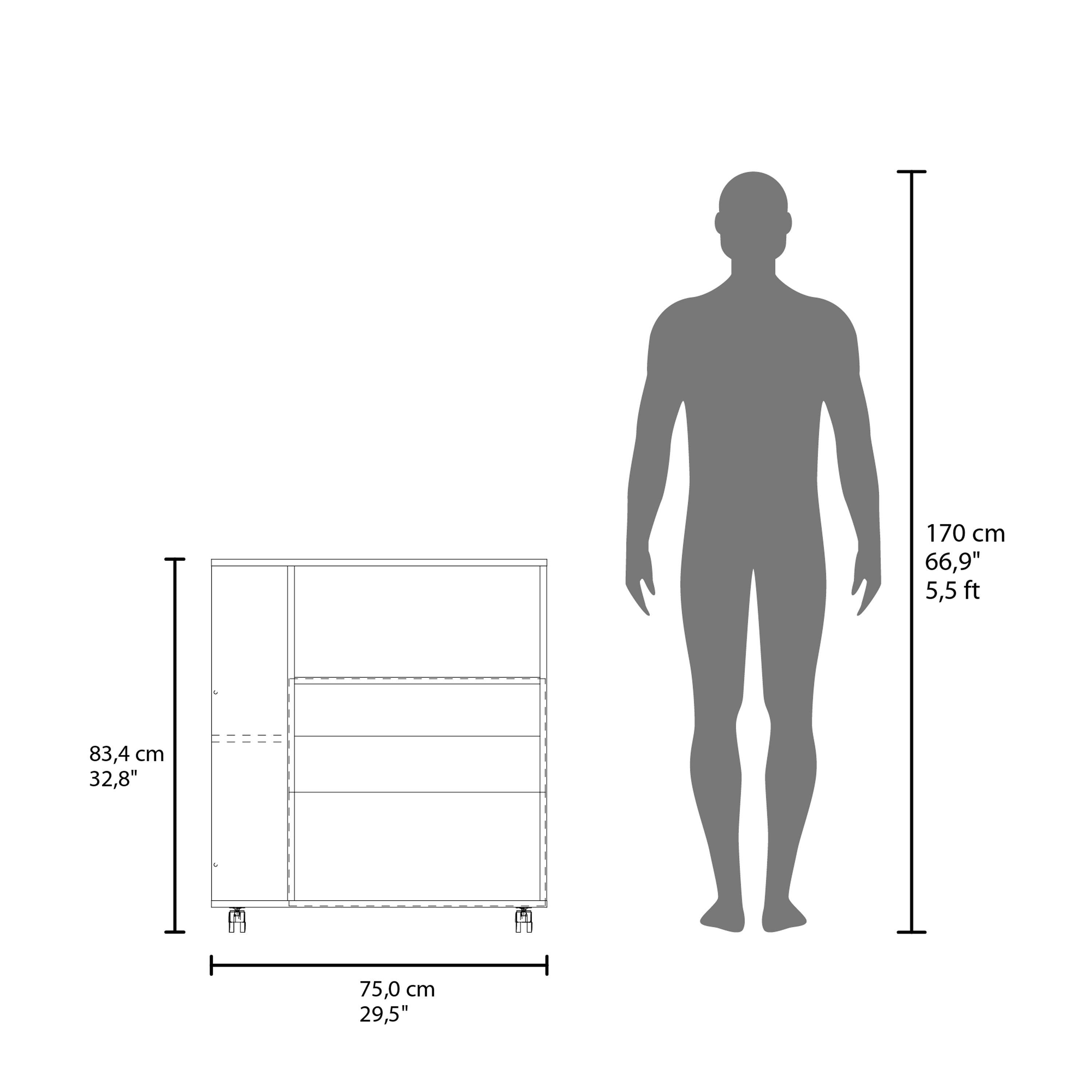 Bremerton Kitchen Cart, 2 Doors, 3 Shelves, 4 Wheels, White - Luciddepo