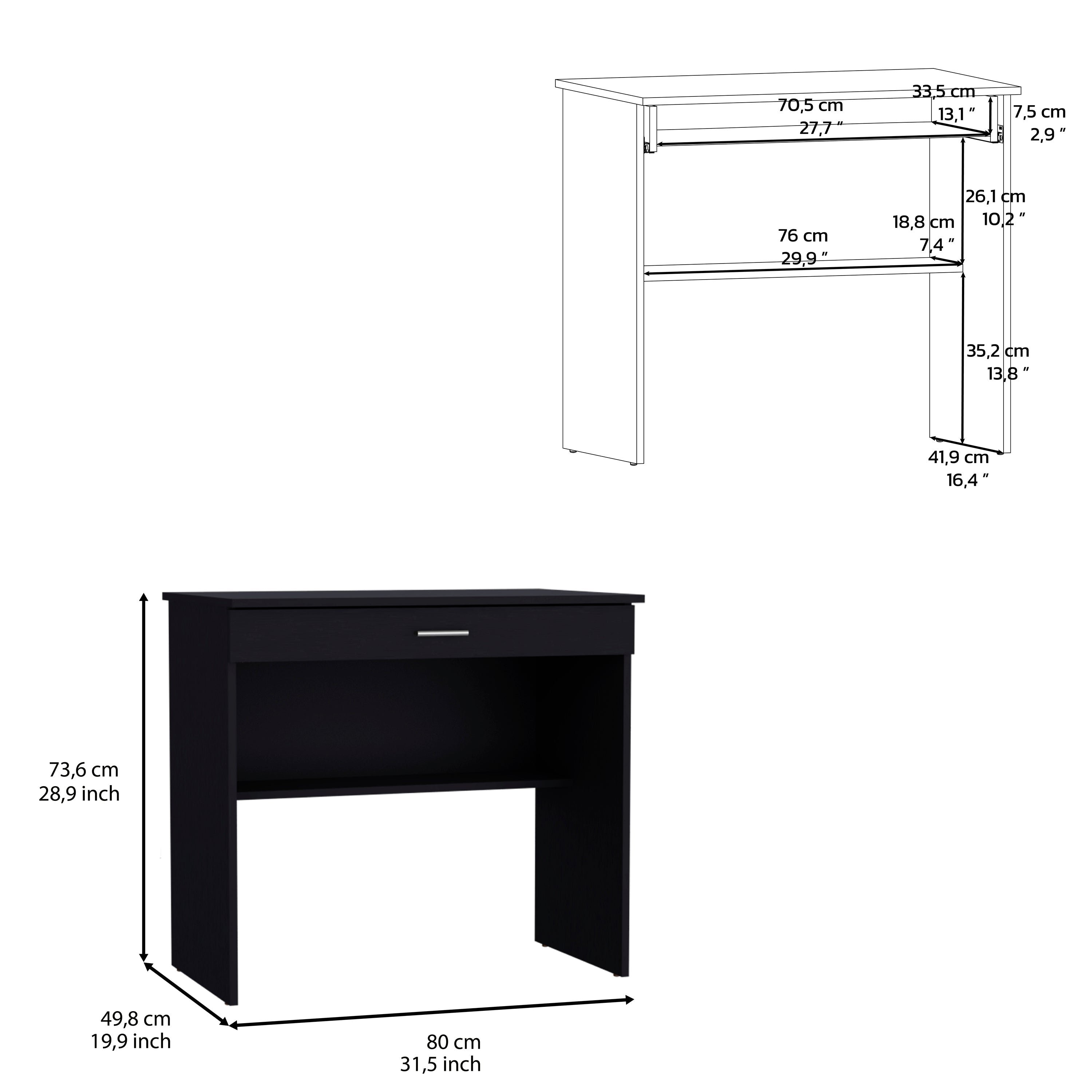Montana Storage Desk, Spacious Stylish with Drawer and Shelf, Black - Luciddepo