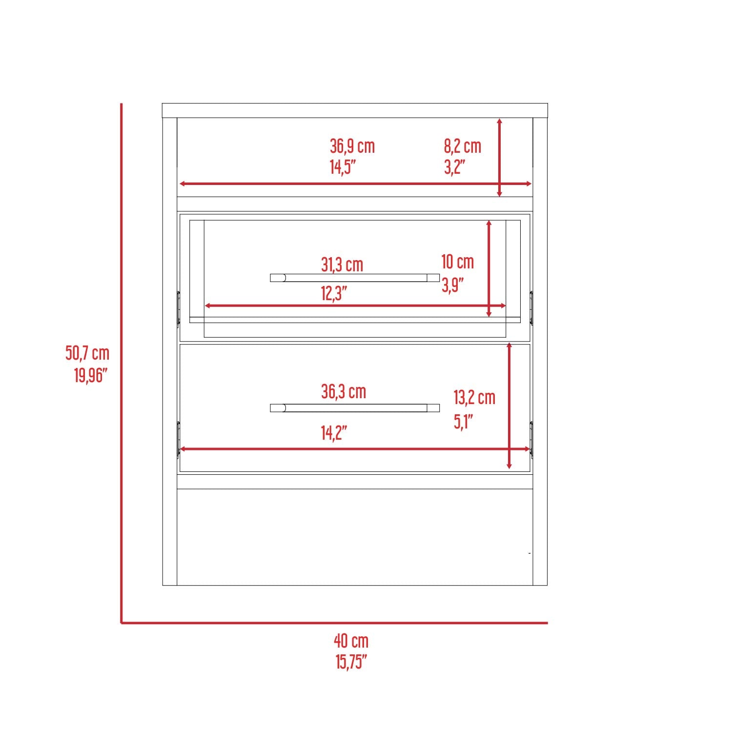 Leyva Nightstand, Two Drawers, Superior Top, Smokey Oak / White - Luciddepo