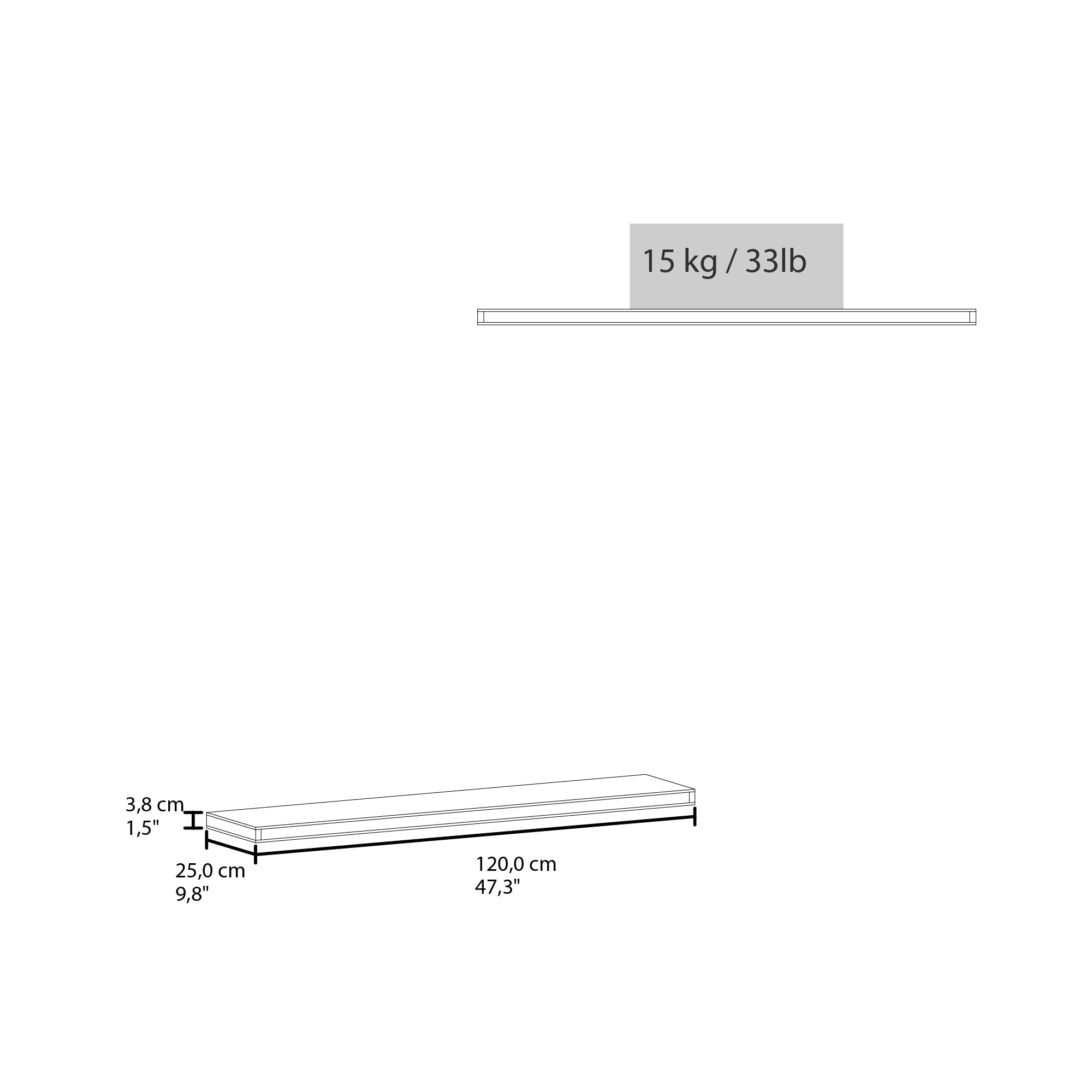 Belville Floating Shelves, 2 Shelves, 1.50" H, Walnut - Luciddepo