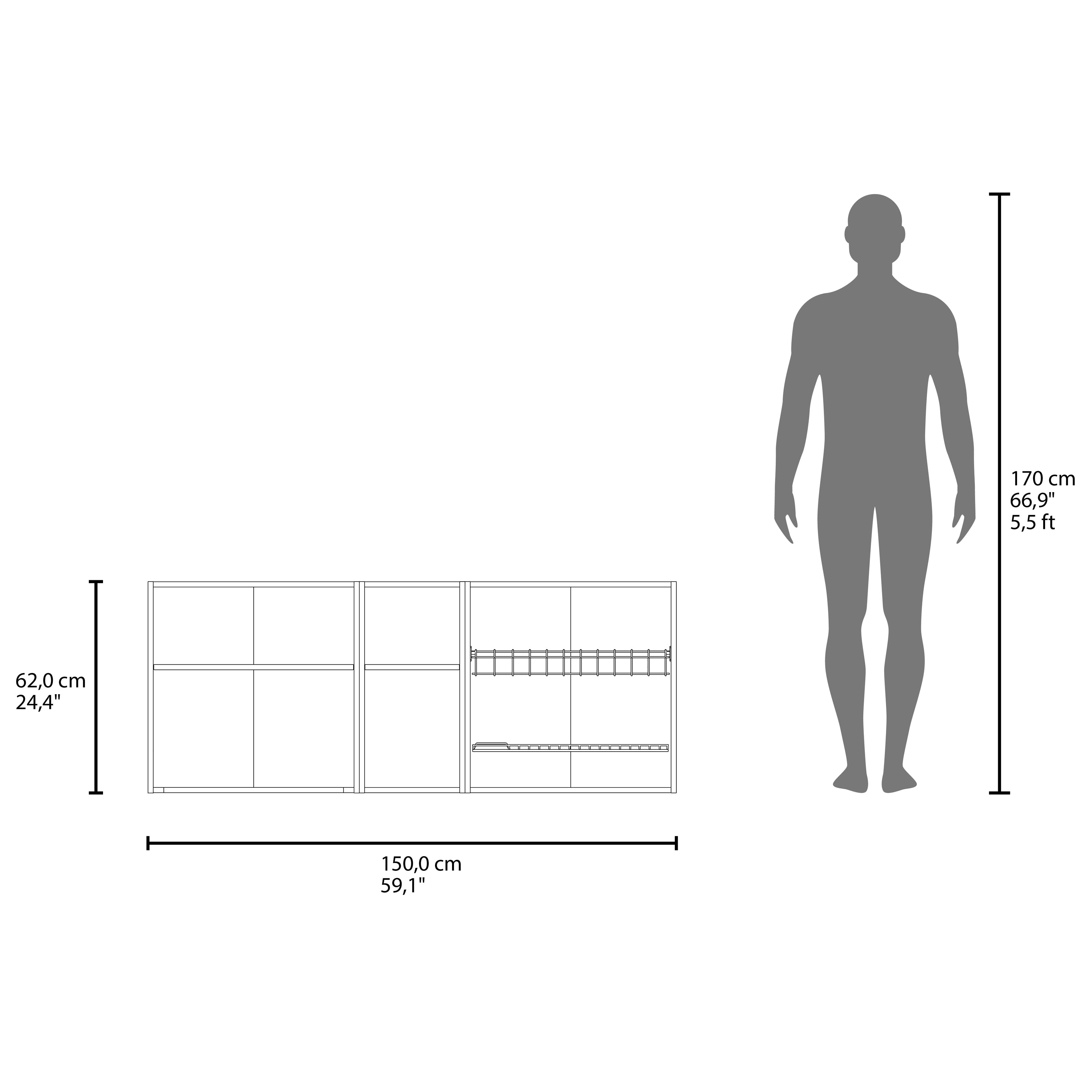 Sidman Wall Cabinet, 2 Doors, 4 Shelves, White / Natural Oak - Luciddepo