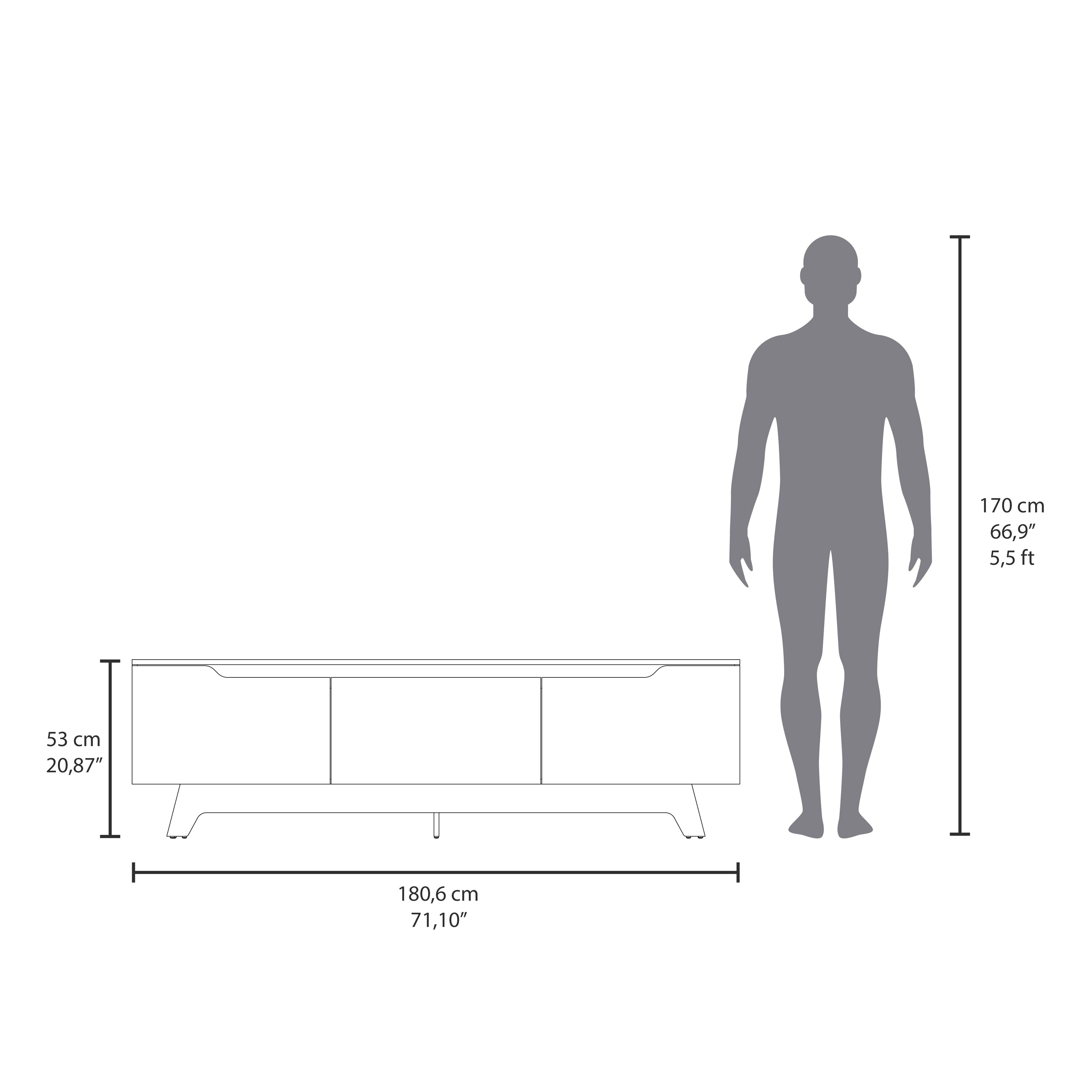 Curlew TV Stand, 2 Doors, 1 Drawer, White / Natural Oak - Luciddepo