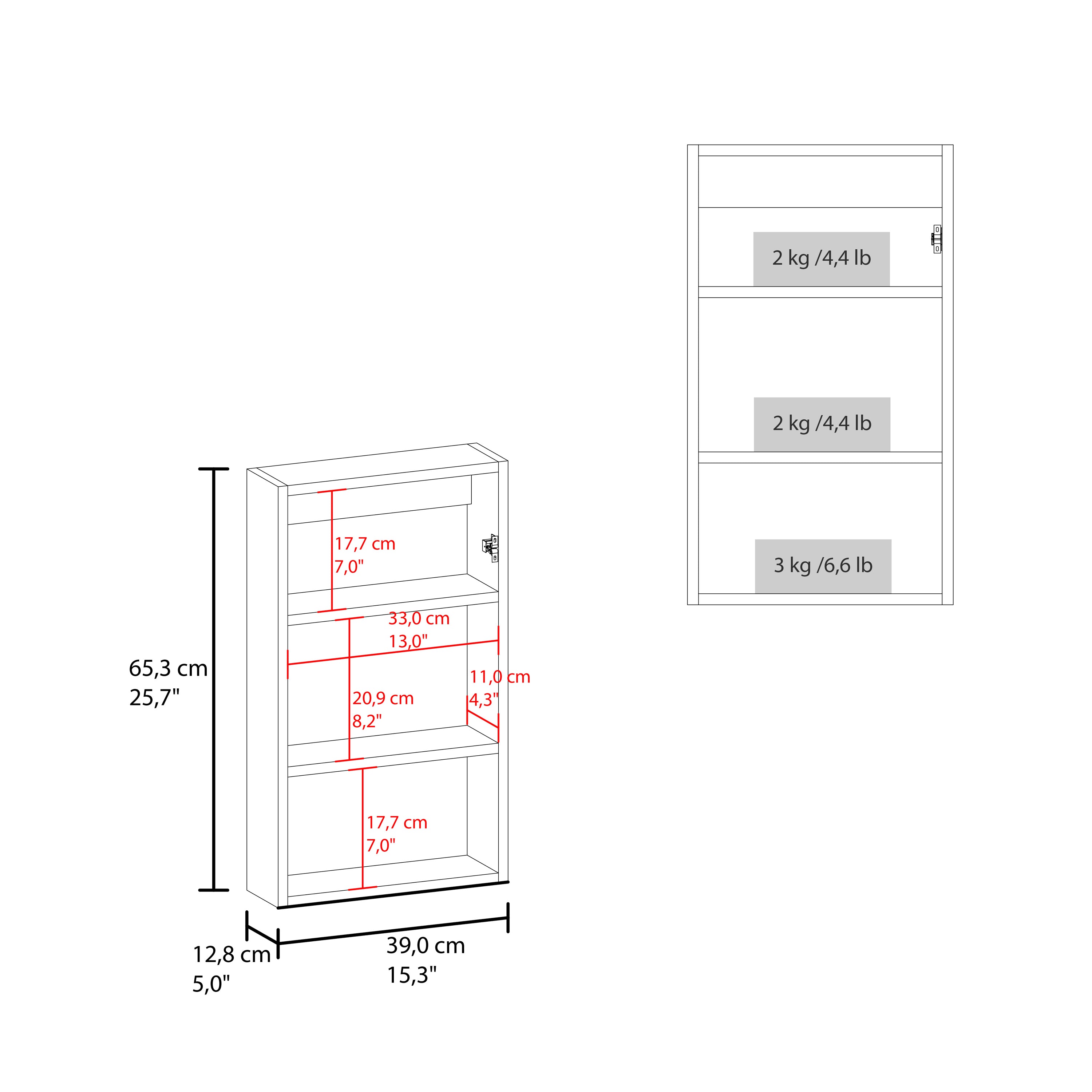 Kiana Medicine Cabinet, 1 Door, 3 Shelves, 25.70" H, 1 Mirror, White - Luciddepo