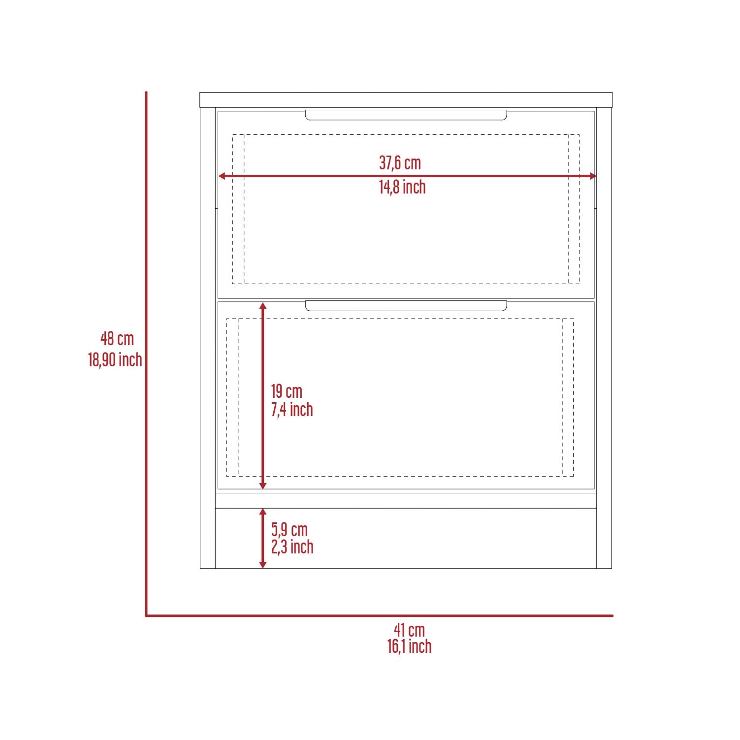 Egeo Nightstand, Two Drawers, Superior Top, Light Gray - Luciddepo