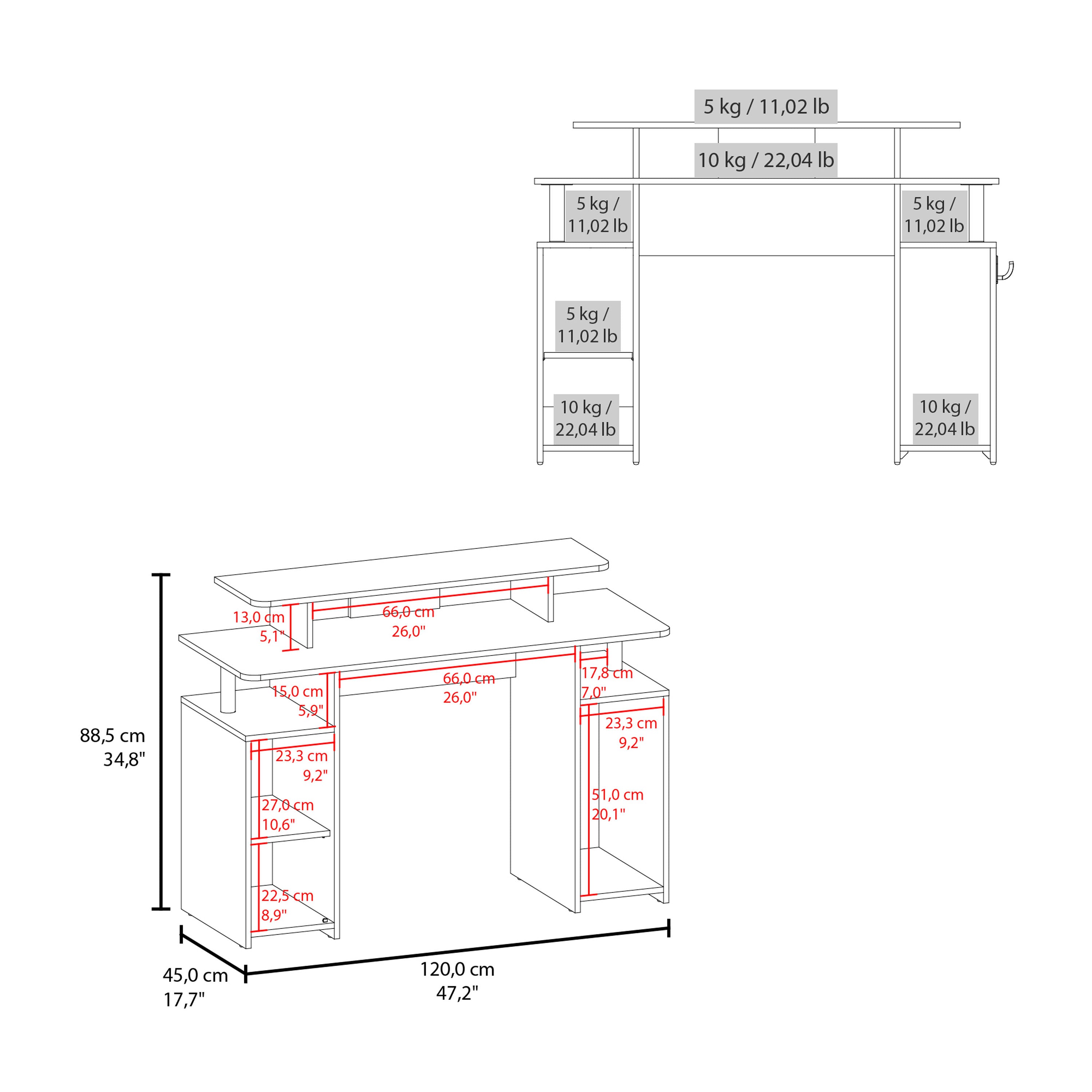 Hobart Gaming Desk, 1 Door, 6 Shelves, Black Wengue / Blue Edge - Luciddepo