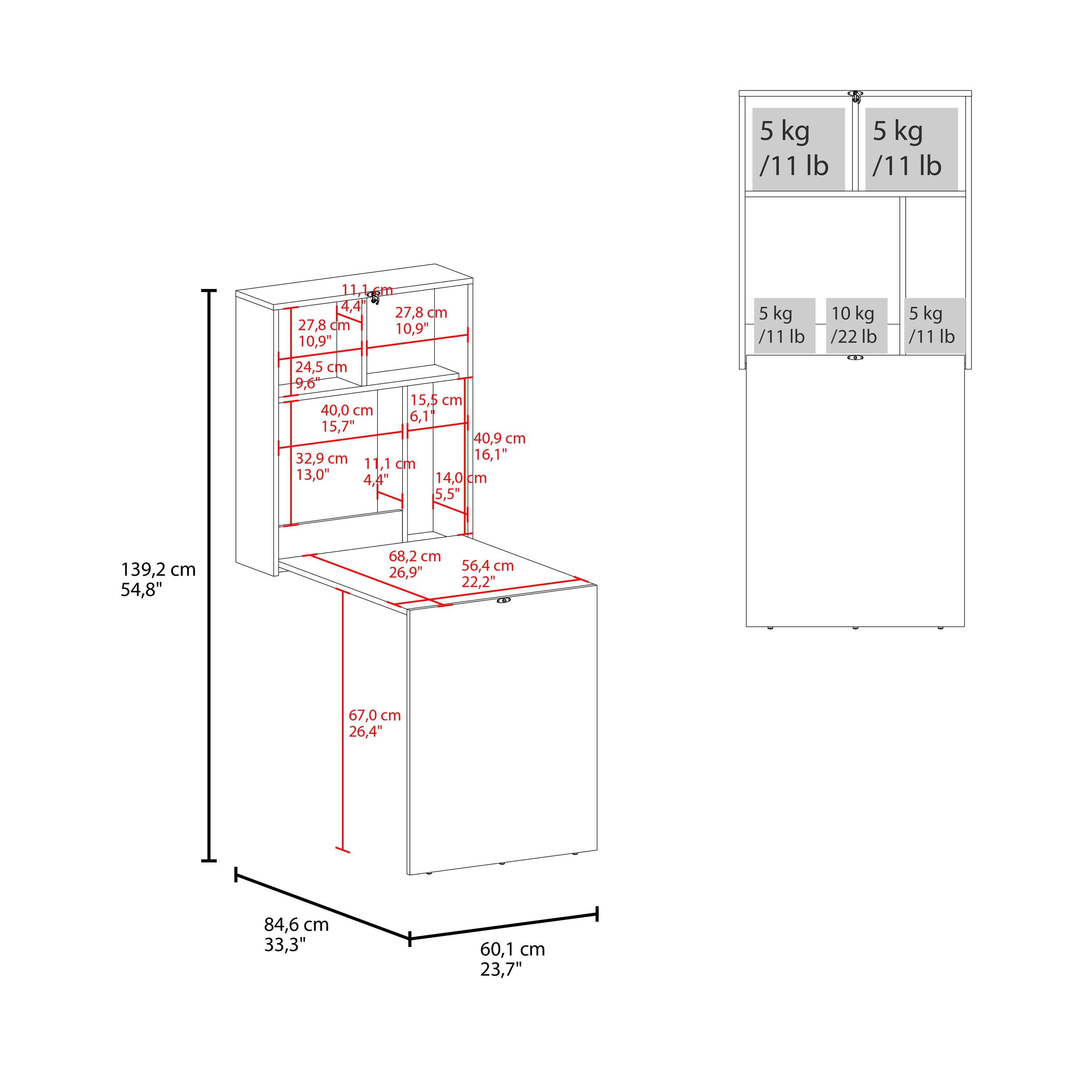Stovall Folding Table, 4 Shelves, White - Luciddepo