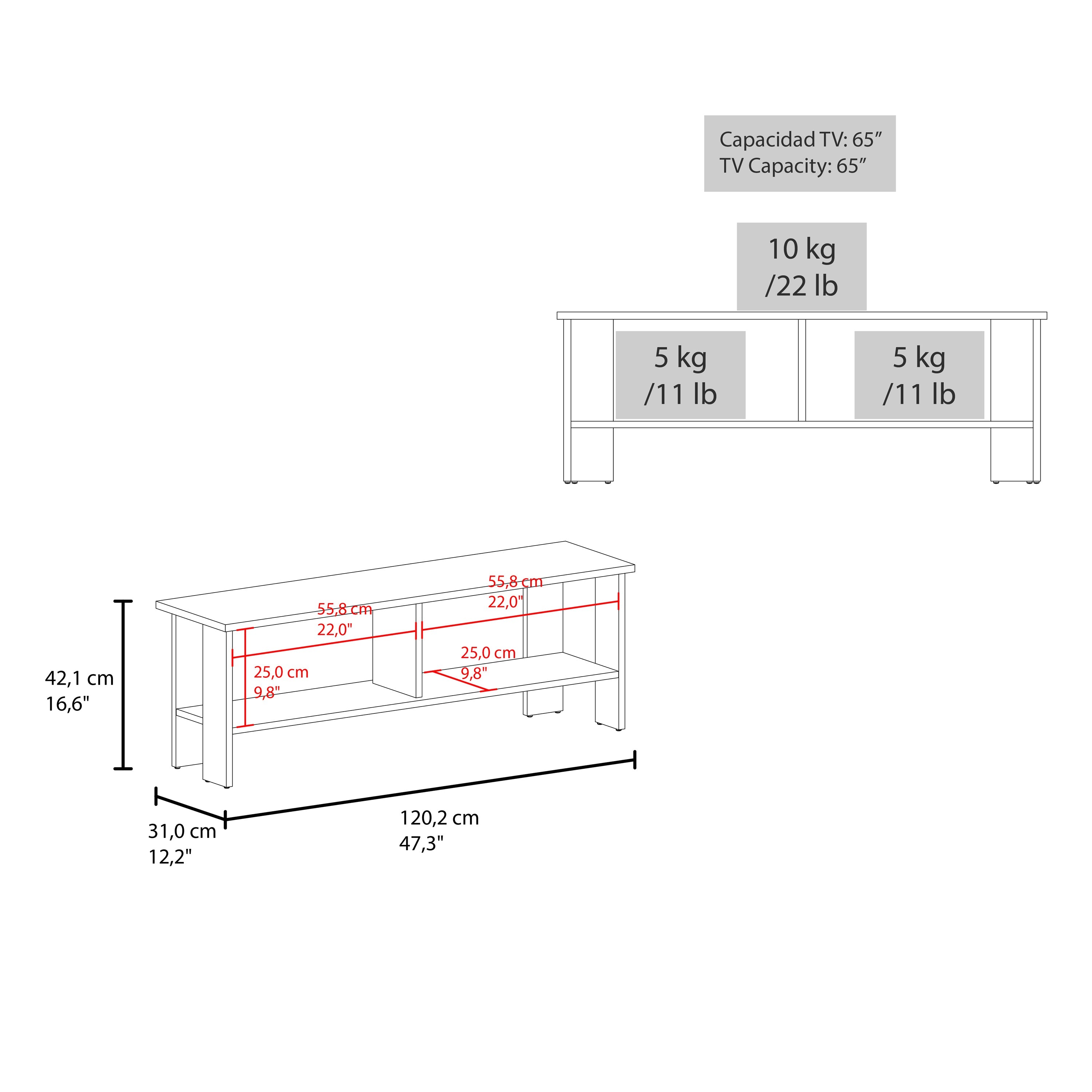Alderton TV Stand, 2 Shelves, Dark Oak - Luciddepo