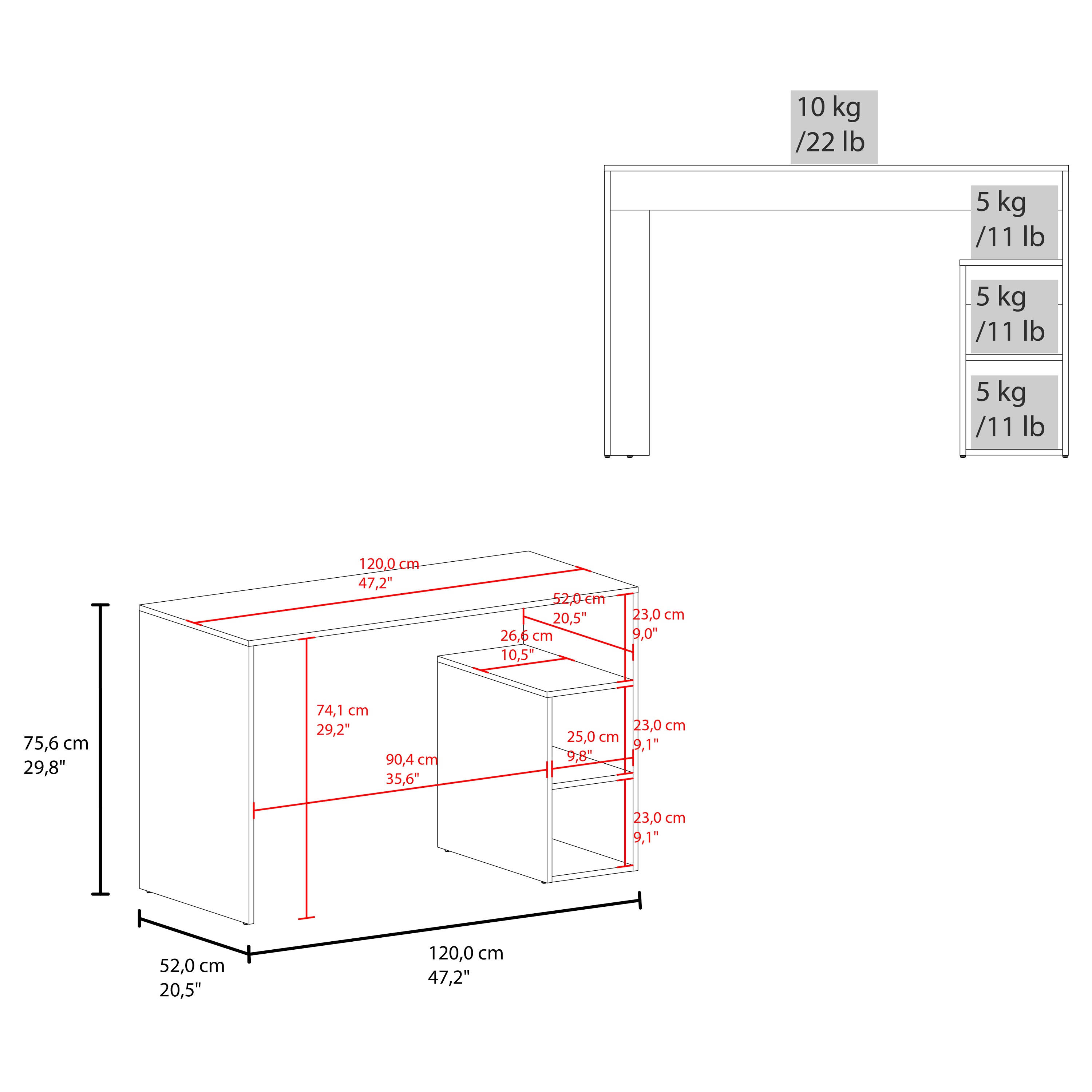 Benson Desk, 3 Shelves, Light Pine - Luciddepo