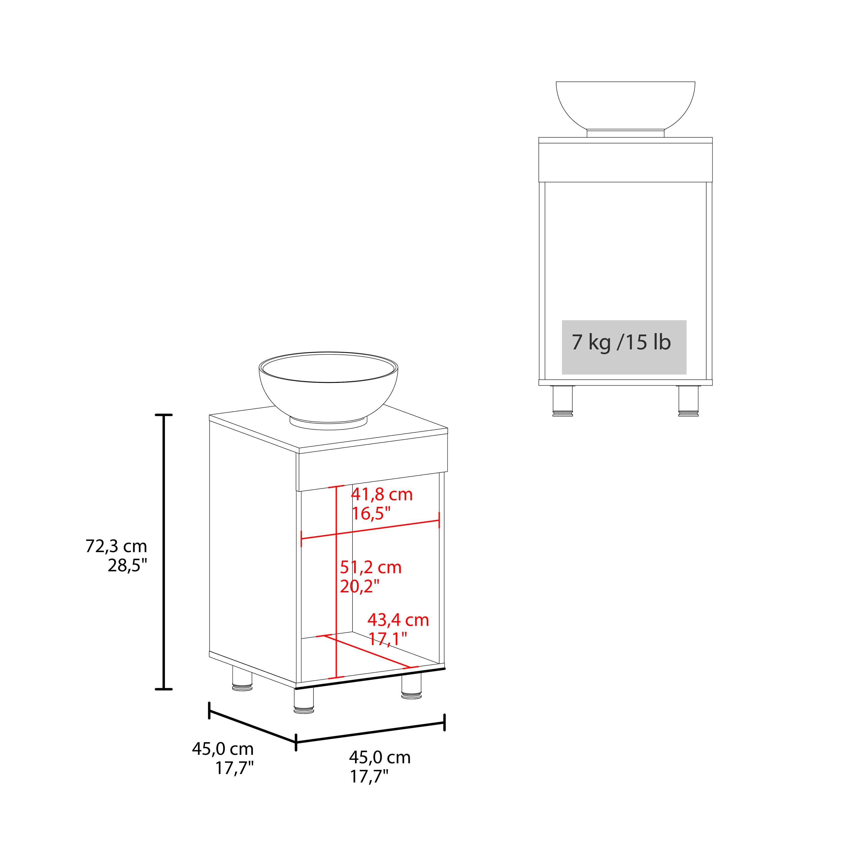 Vicksburg Bathroom Vanity, 1 Door, 4 Legs, White - Luciddepo