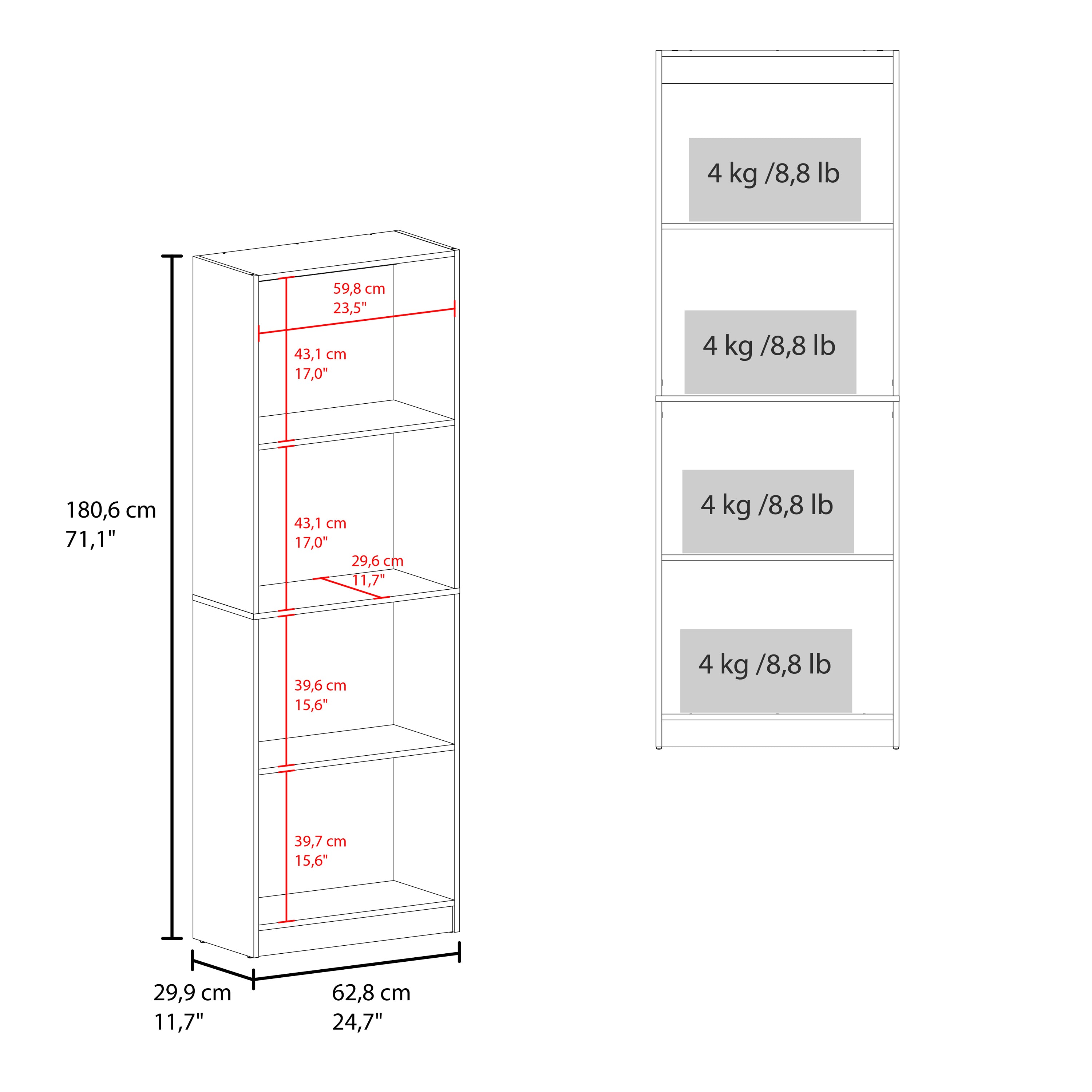Vinton Bookcase with Spacious Tier-Shelving Design, Natural Oak / White - Luciddepo