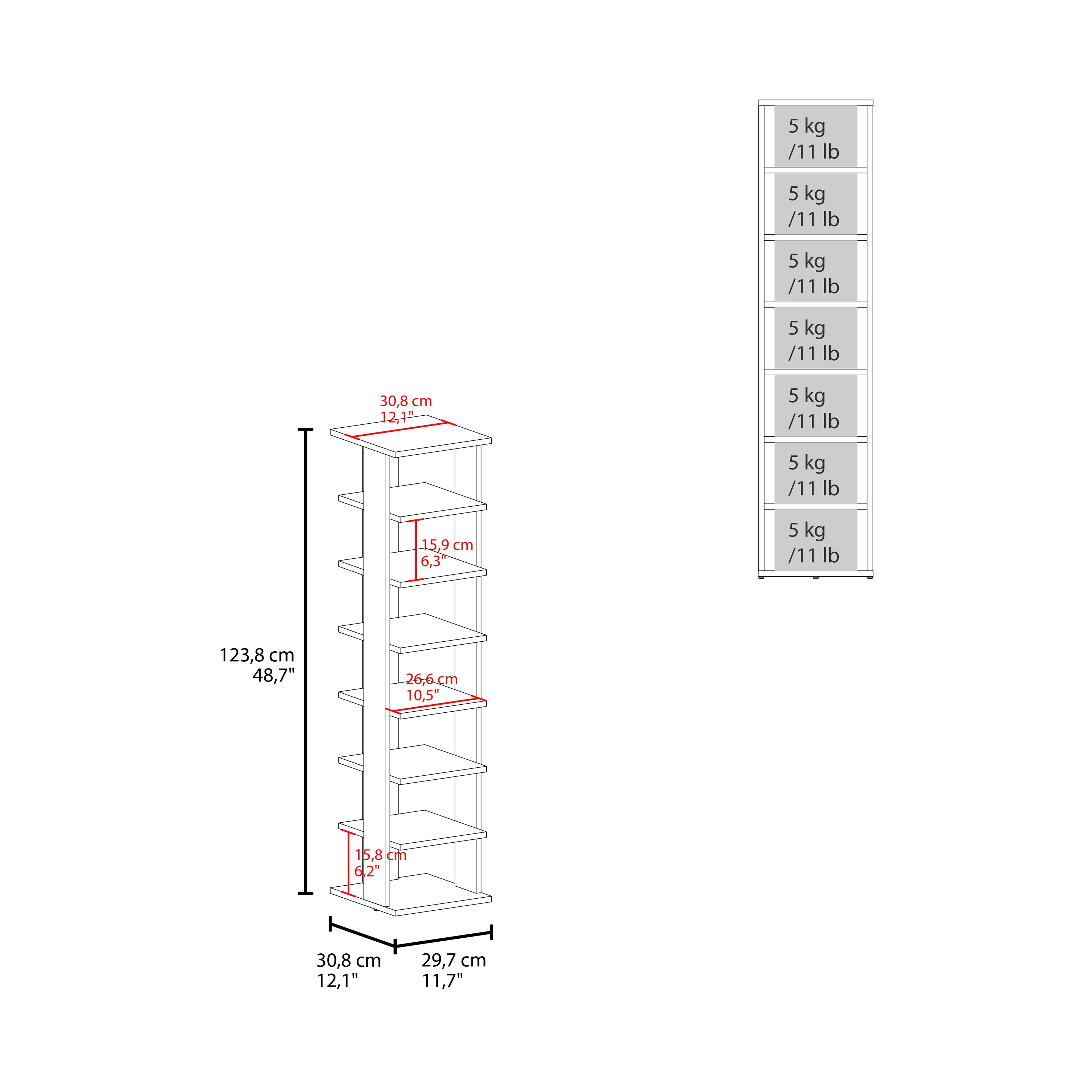 Glacier Shoe Rack, 7 Shelves, White - Luciddepo