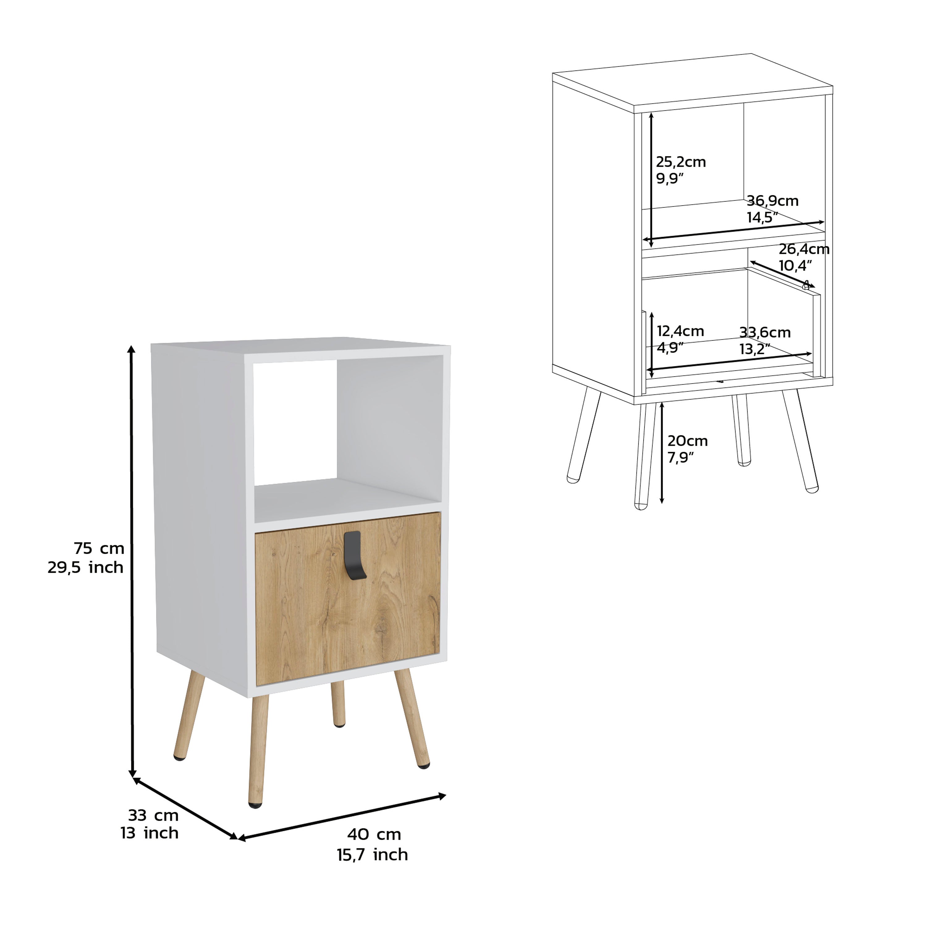 Toka Tall Nightstand with Drawer and Functional Storage - Luciddepo