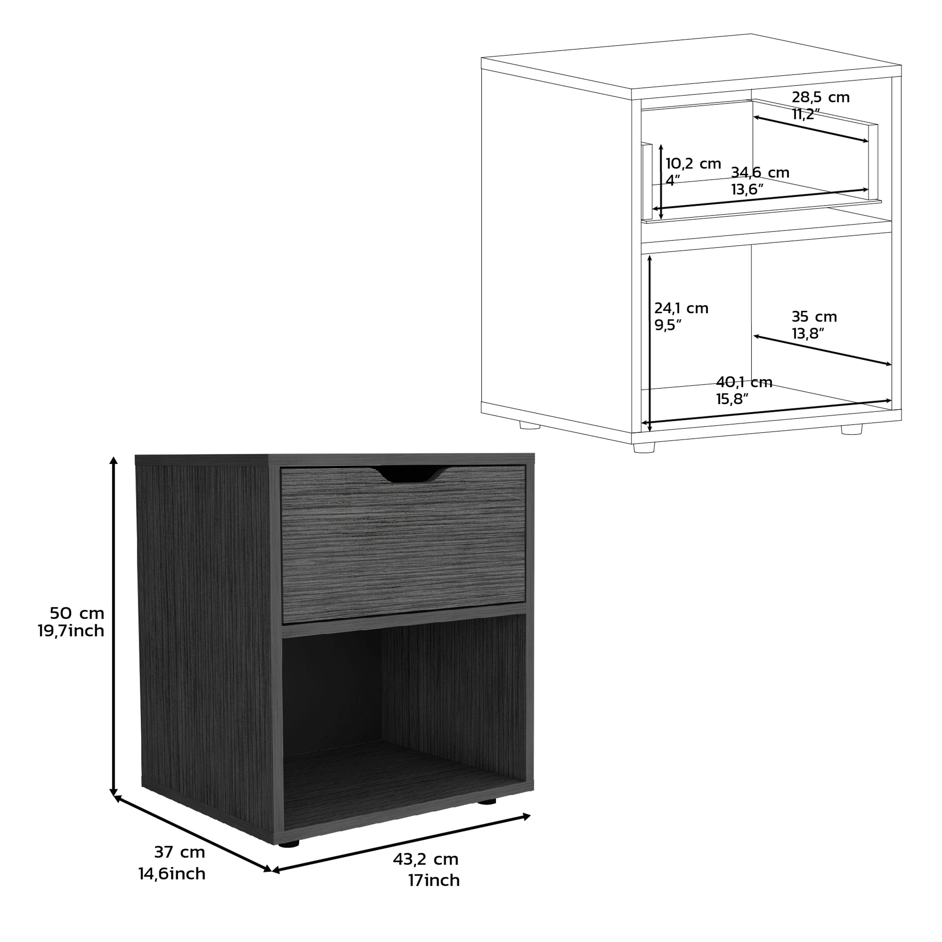 Adak 19.7" H Nightstand End Table with Open Shelf,Ligth Gray - Luciddepo