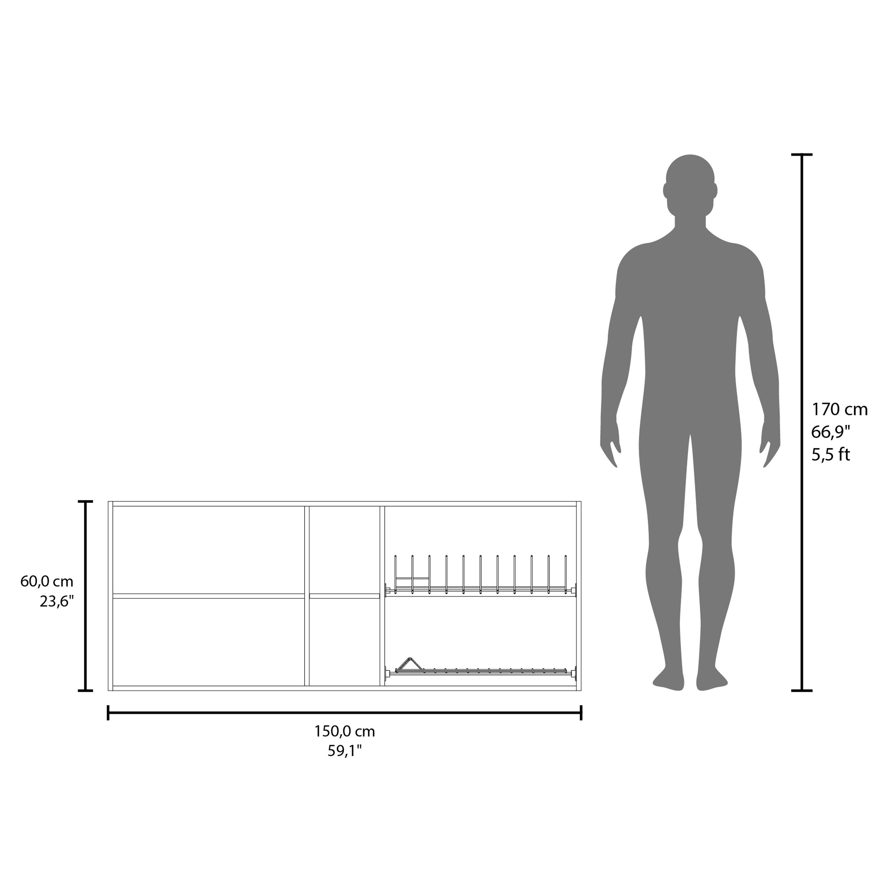 Olimpo 150 Wall Double Door Cabinet,Two External Shelves, Two Interior Shelves, Natural Oak - Luciddepo