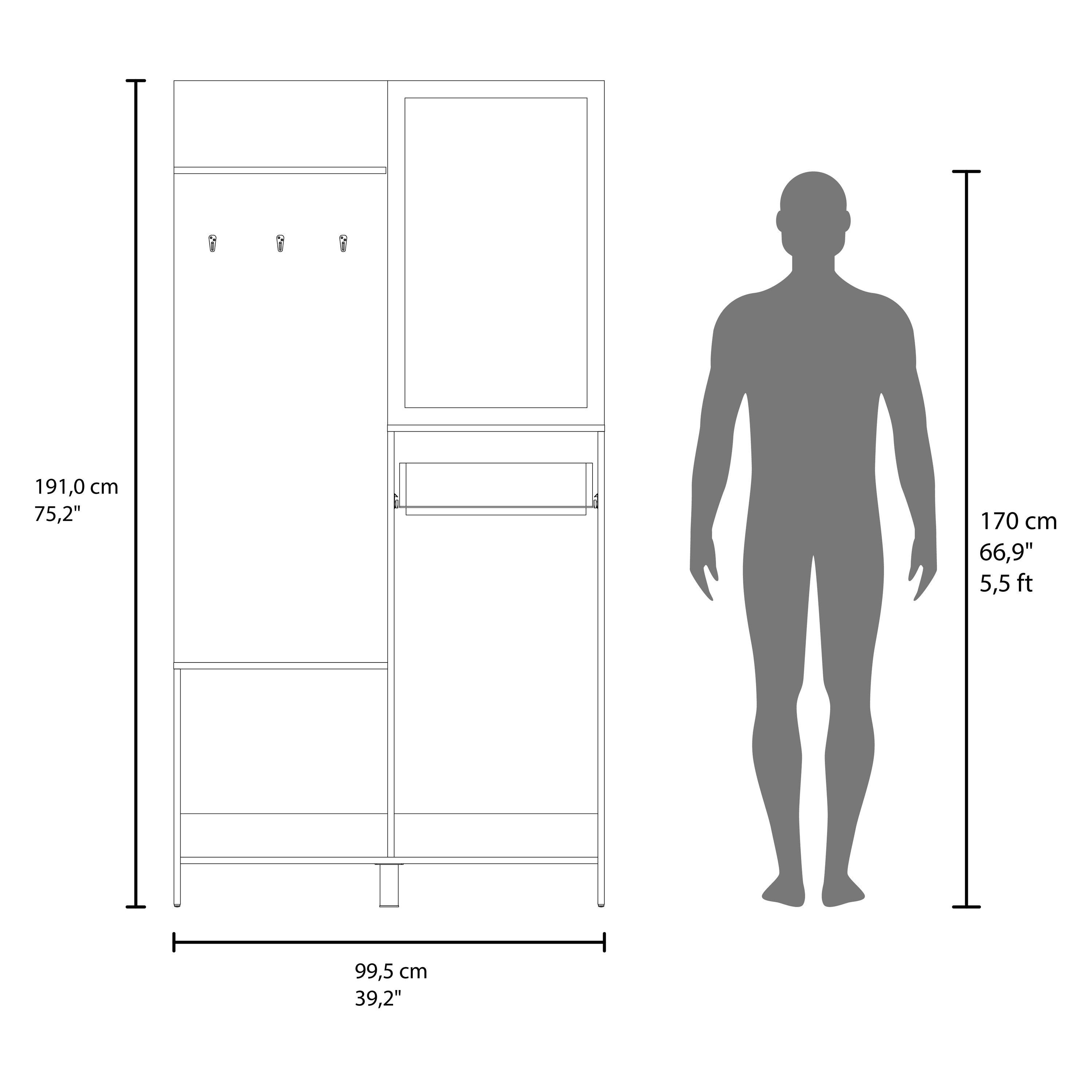Olpe Hall Tree, 2 Doors, 1 Drawer, 1 Shelf, 1 Mirror, Natural Oak - Luciddepo