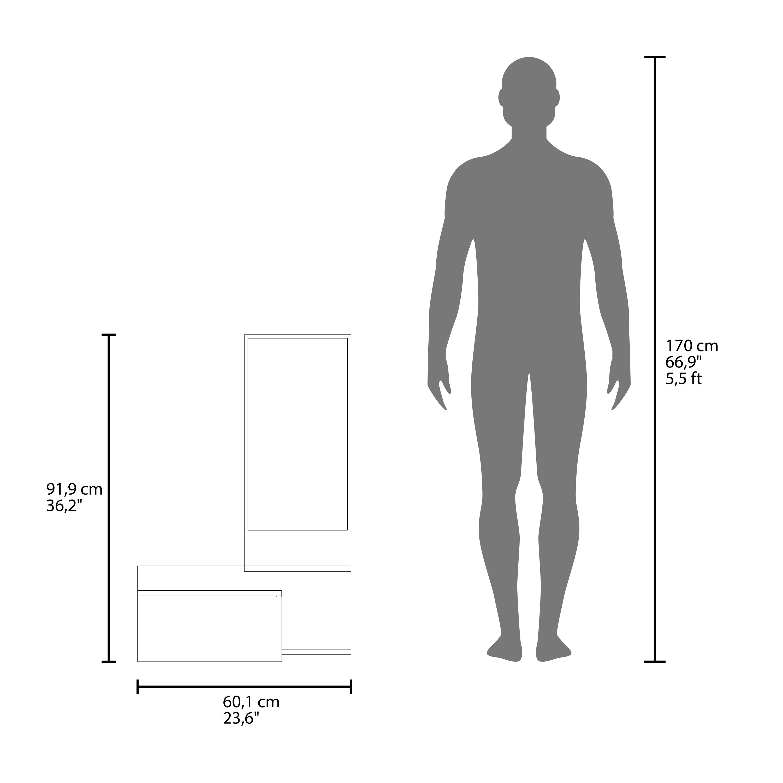 Sitka Floating Hallway Cabinet, 1 Drawer, 3 Shelves, 1 Mirror, White - Luciddepo